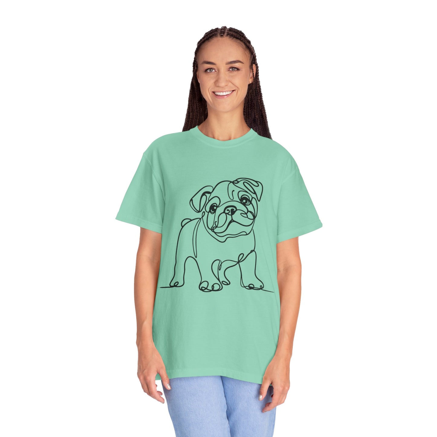 Unisex Garment-Dyed T-shirt with Minimalist Bulldog Design