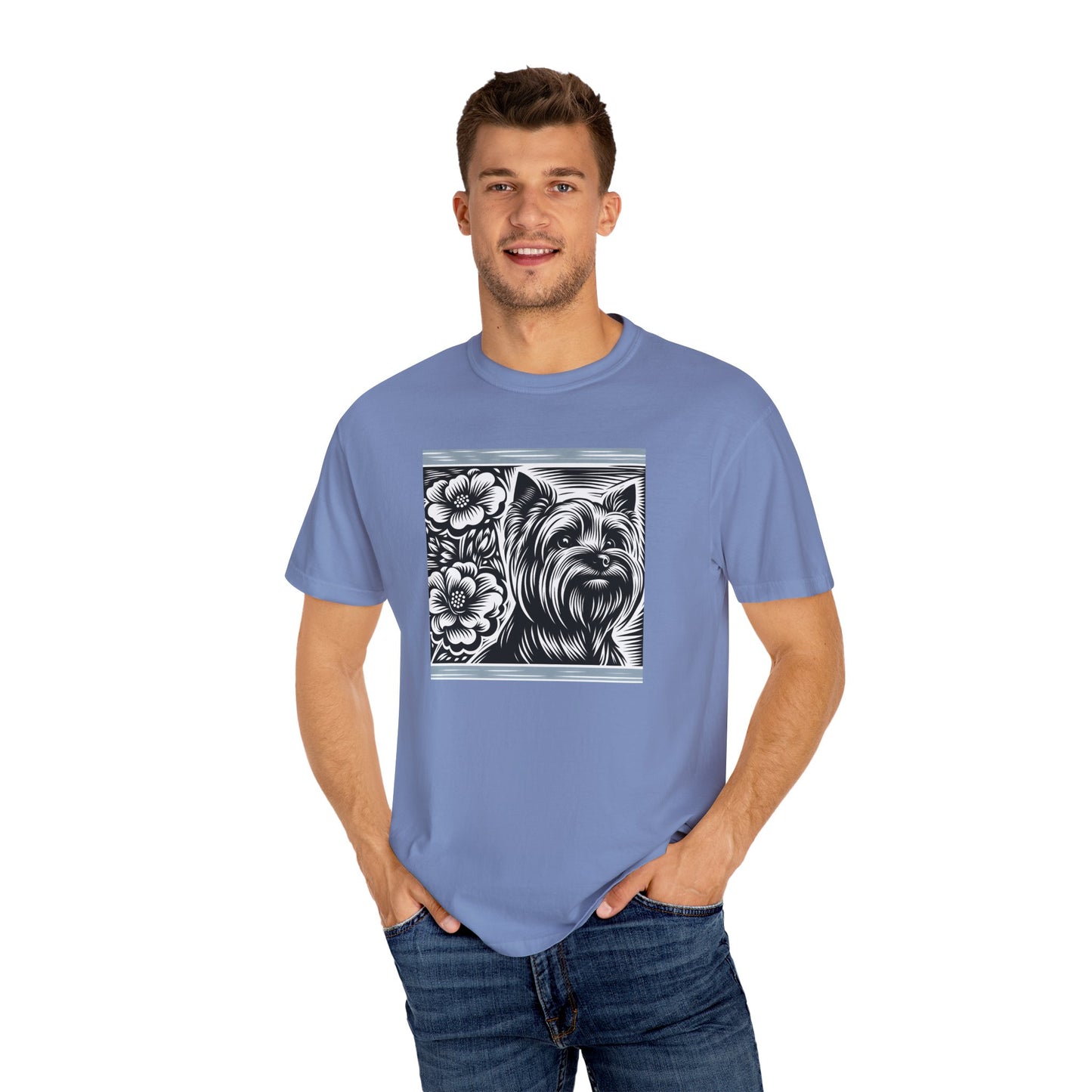 Cute Yorkie Floral T-Shirt for Dog Lovers