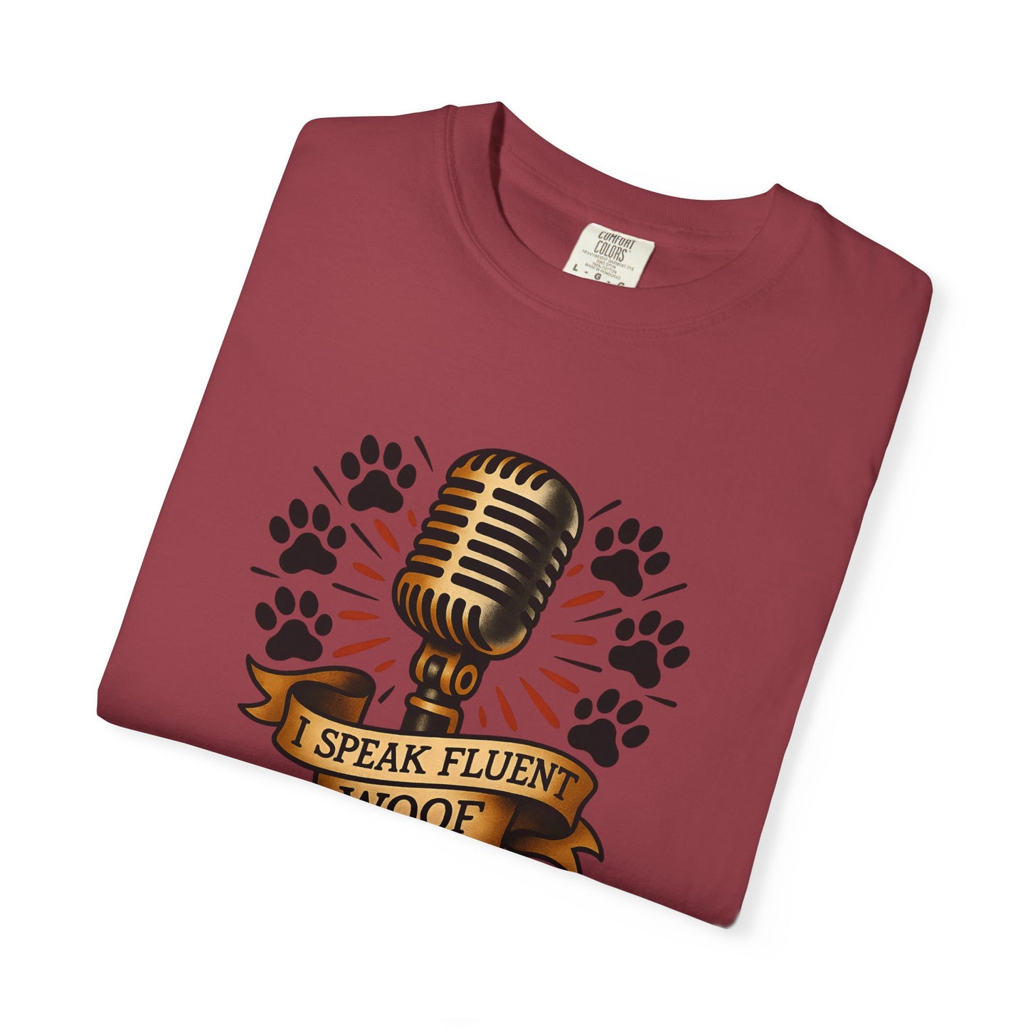 Fluent Woof T-Shirt - Funny Dog Lover Tee, Gift for Pet Owners, Casual Wear, Birthday Gift, Animal Lover Shirt