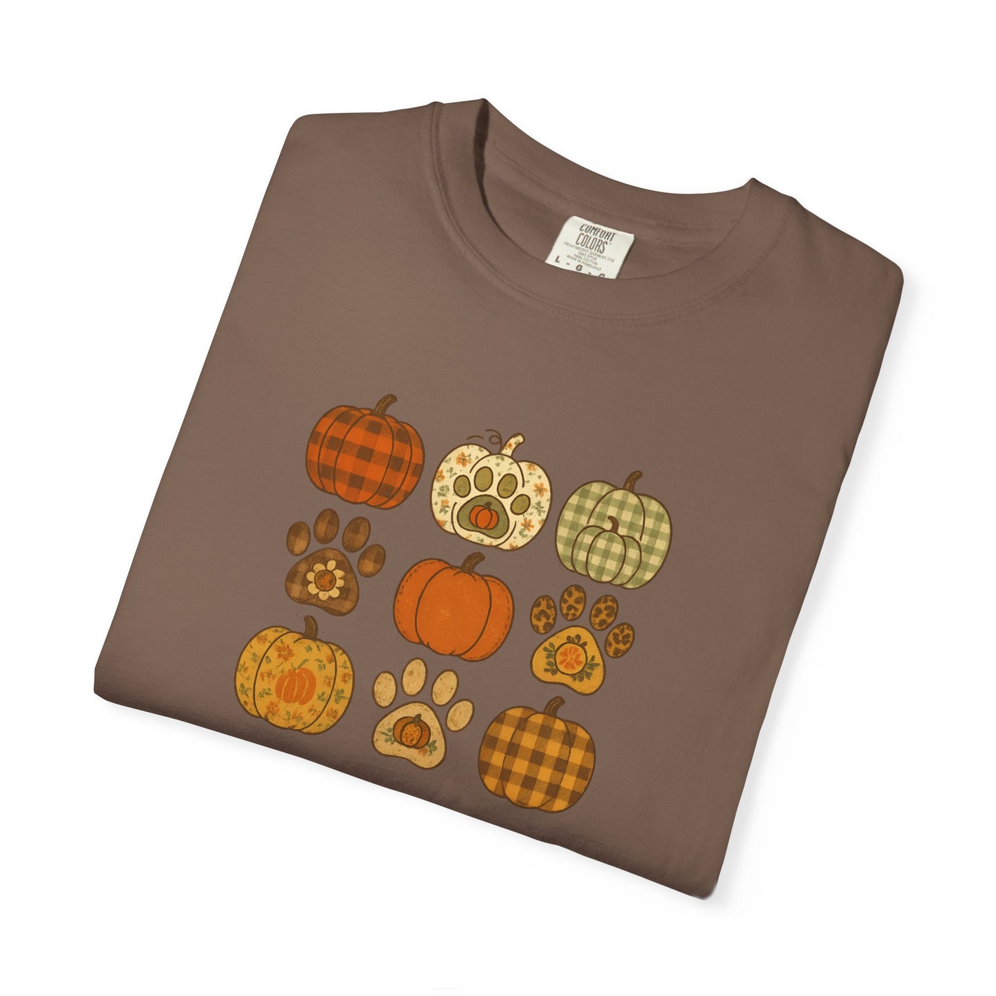 Fall Pumpkin Paw Print Unisex T-Shirt, Cozy Autumn Tee, Harvest Festivity Shirt, Pet Lover Gift, Seasonal Apparel