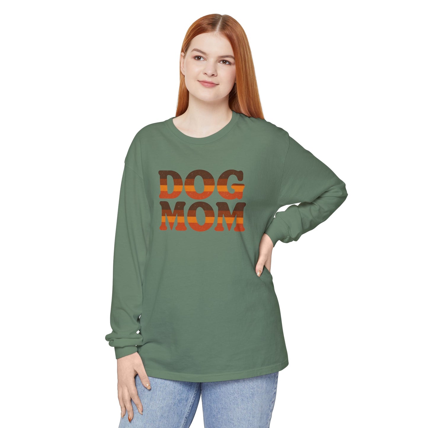 Dog Mom Long Sleeve Tee, Perfect Gift for Dog Lovers, Casual Wear, Pet-Themed Apparel, Great for Birthdays or Holidays
