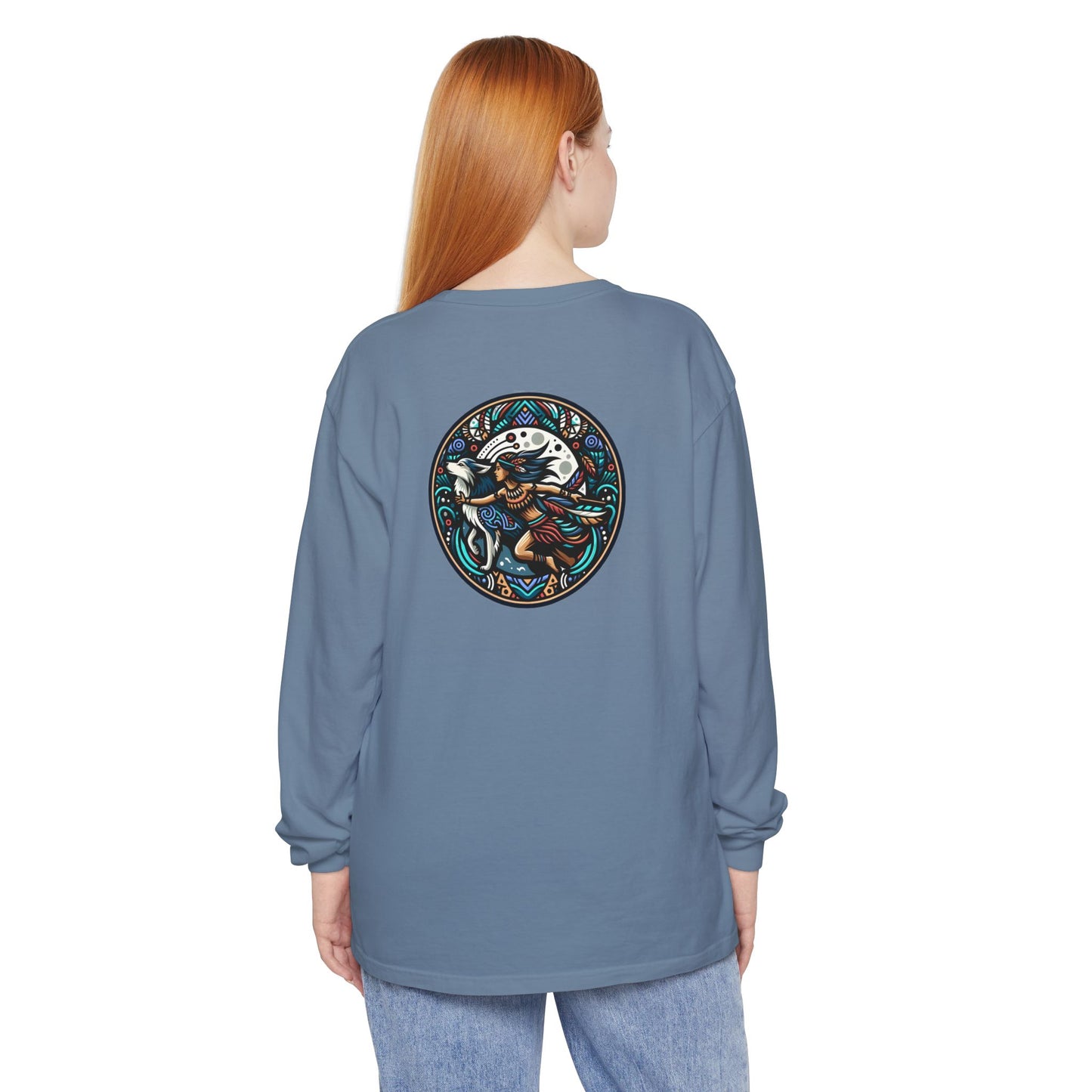 Mystical Indian Princess and a Wolf Long sleeve Tee