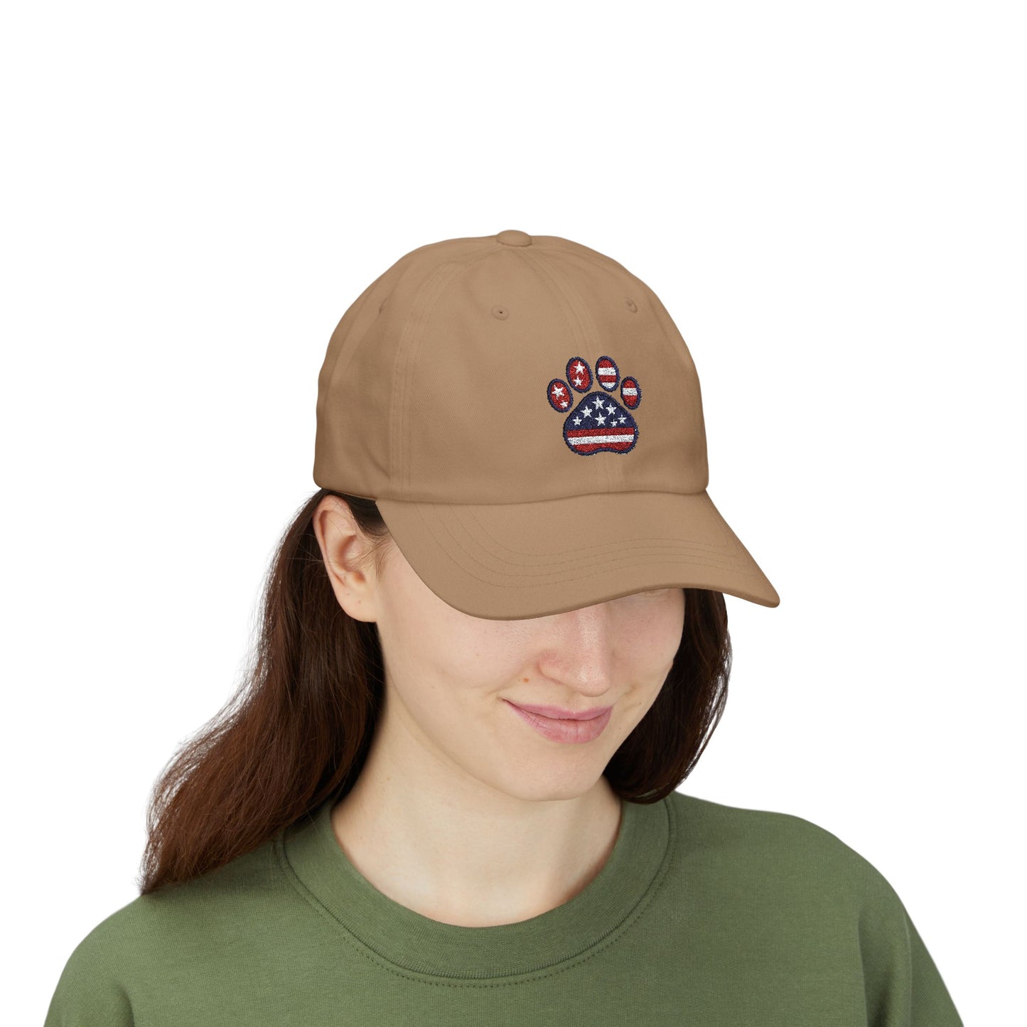 Dad Cap Patriotic American Flag Pawprint