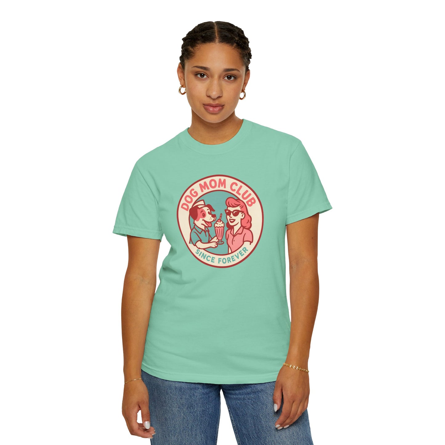 Dog Mom Club Garment-Dyed Tee | Casual Women's T-Shirt | Pet Lover Gift | Dog Mom Apparel | Cute Animal Lover Shirt