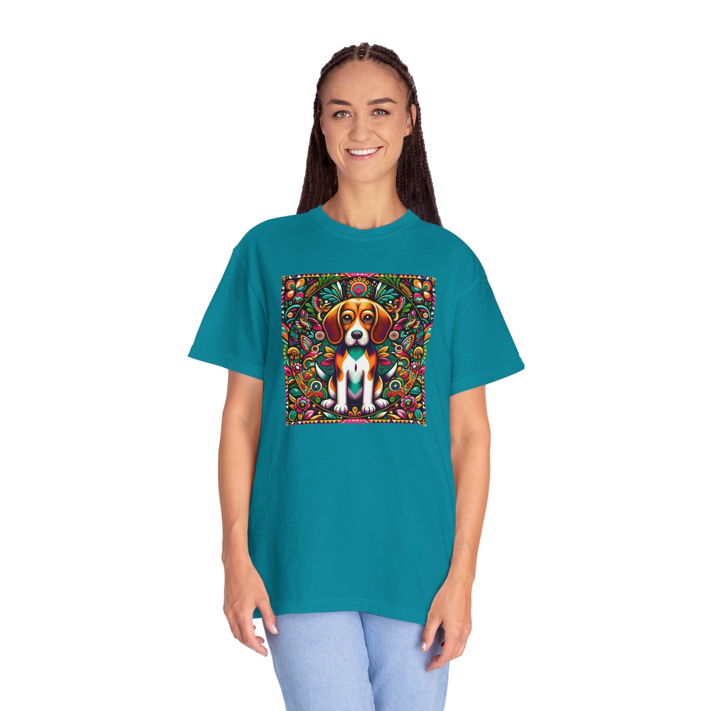 Vibrant Dog Art Unisex Garment-Dyed T-Shirt | Colorful Canine Design