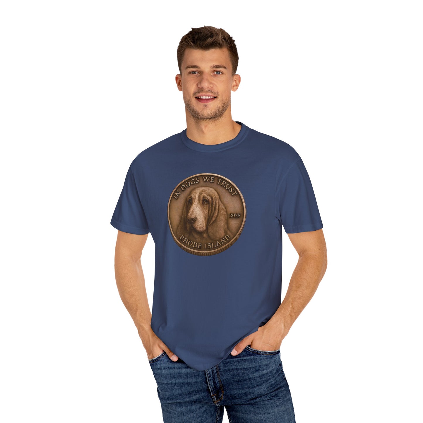 Rhode Island State Coin T-Shirt Collection - Proud Dog Breed Illustrations
