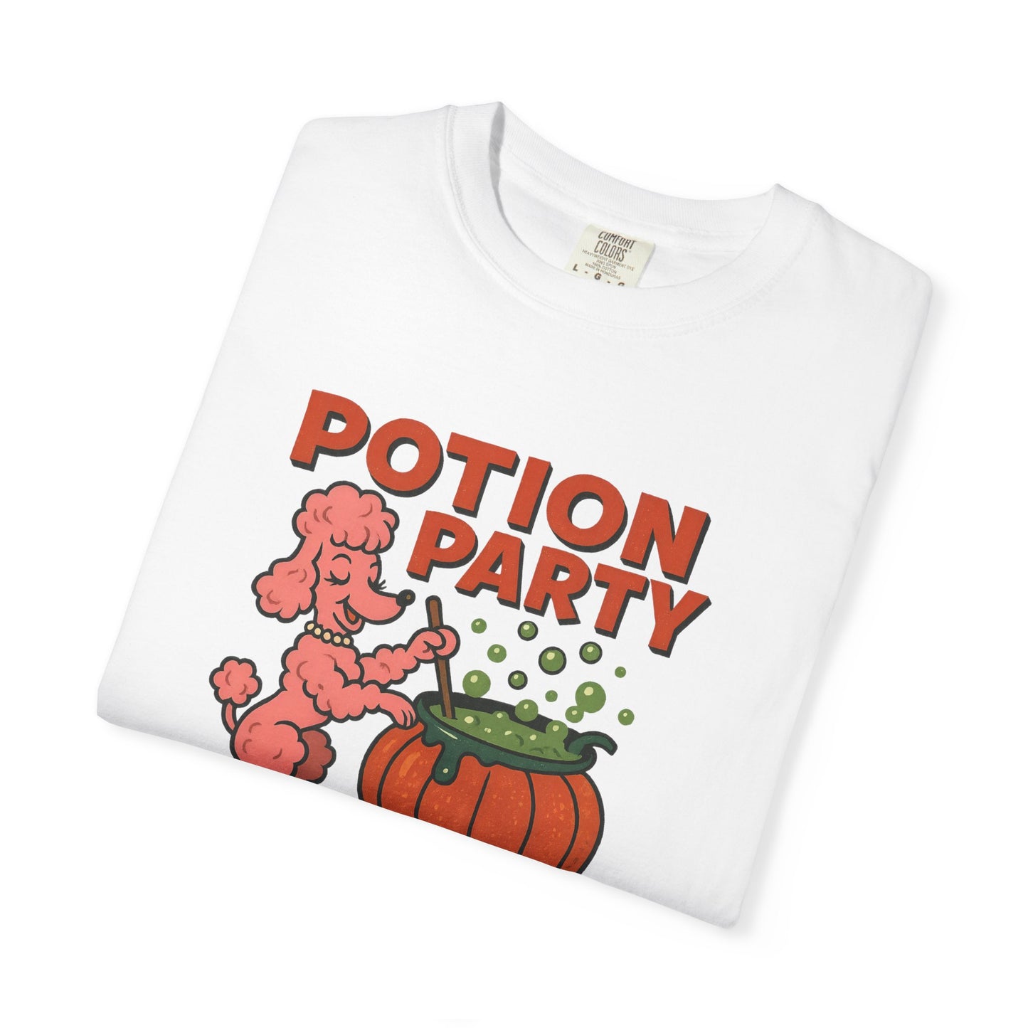 Potion Party Unisex Garment-Dyed T-Shirt | Fun Dog Design, Halloween Tee, Gift for Pet Lovers, Party Shirt, Cute Fall Top