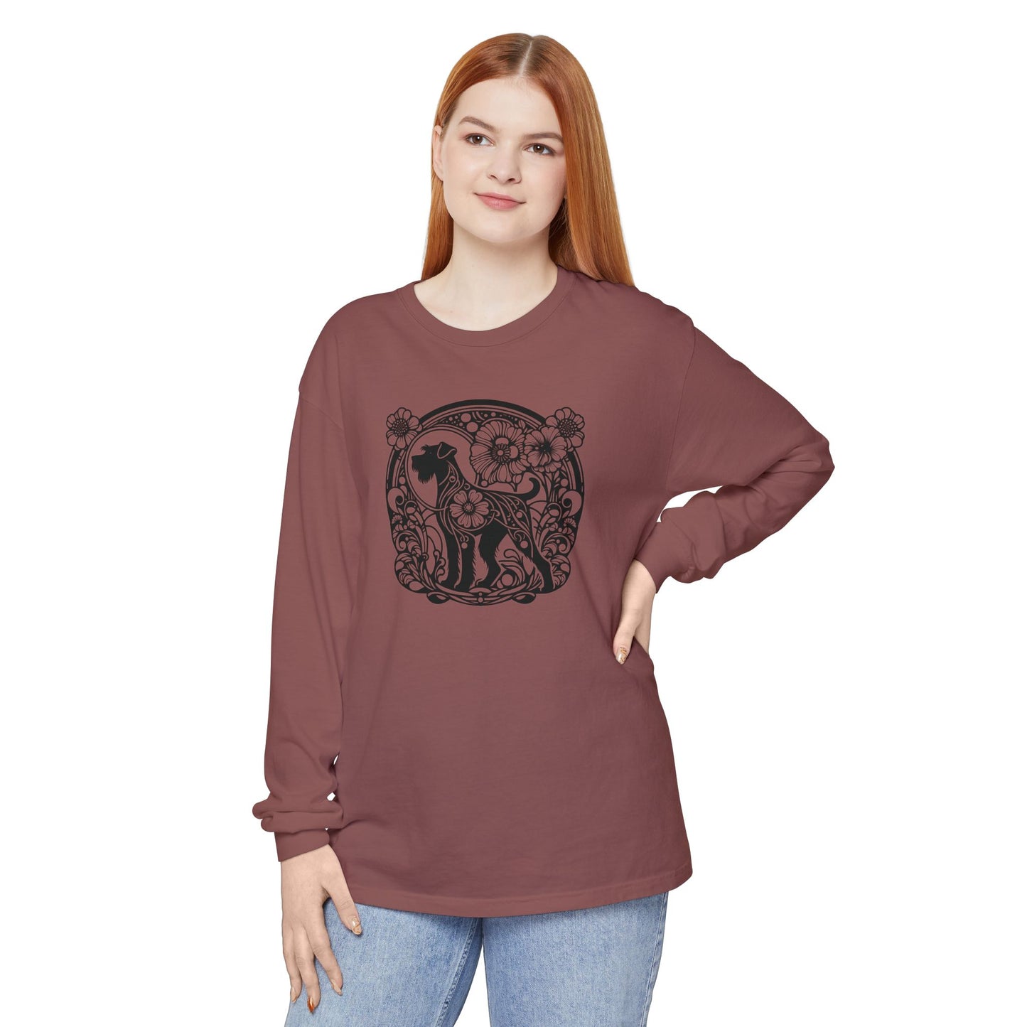 Floral Dog Long Sleeve T-Shirt - Unisex Tee for Animal Lovers