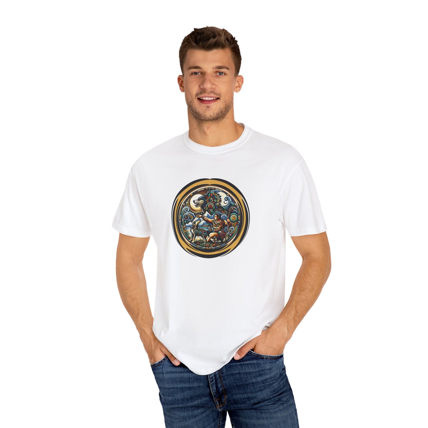 Garment-Dyed Unisex T-Shirt with Artistic Design, Comfortable Everyday Wear, Perfect Gift for Art Lovers, Casual Style, Unique Print Tee
