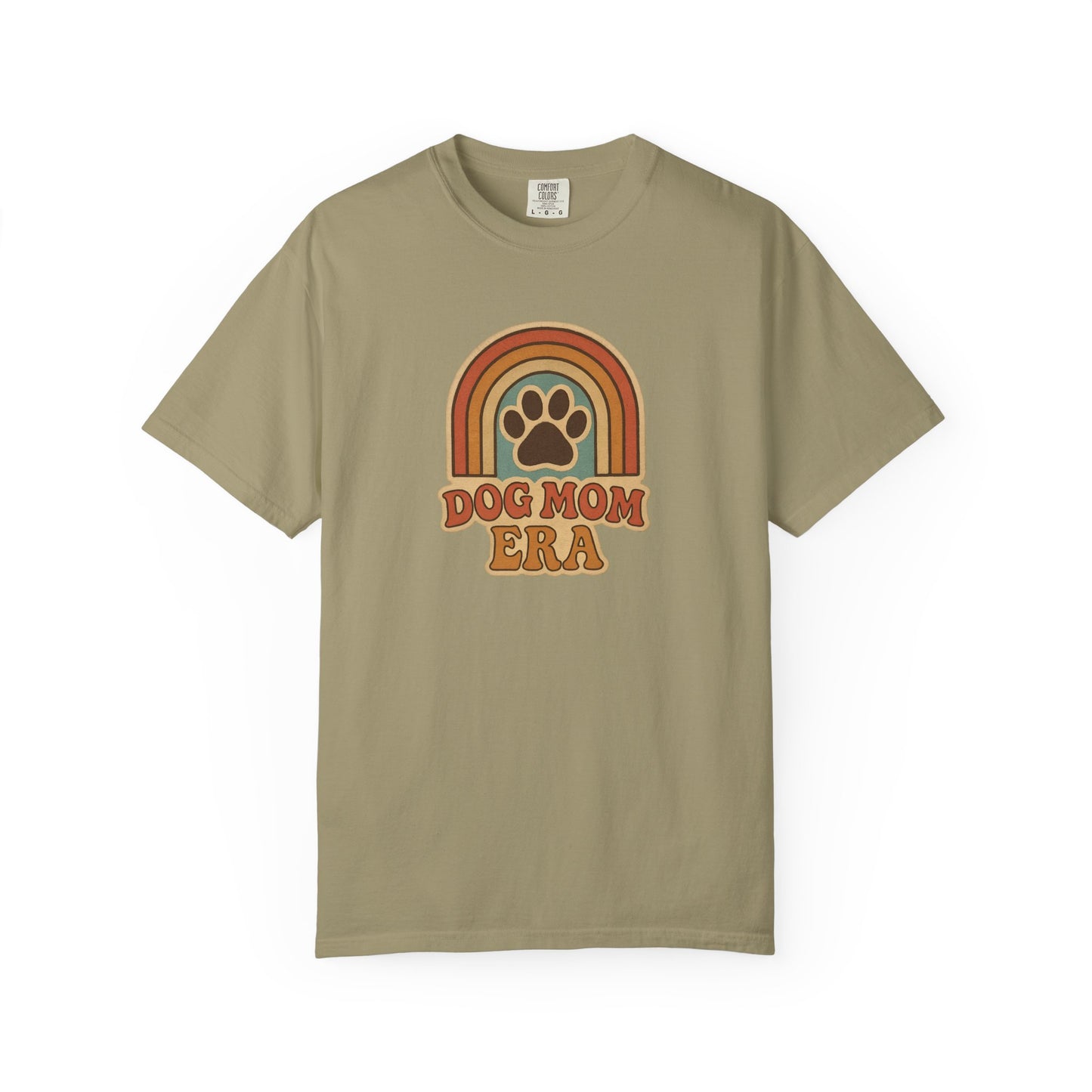 Dog Mom Era T-Shirt, Unisex Garment-Dyed Tee, Pet Lover Apparel, Gift for Dog Moms, Casual Everyday Wear, Rainbow Design