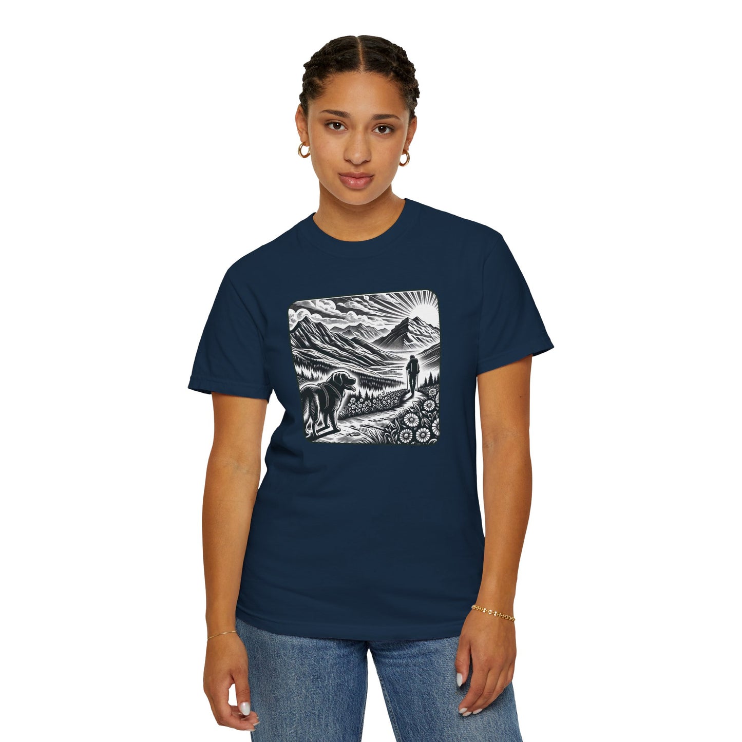 Hiker Unisex Garment-Dyed T-Shirt with Nature Design - Perfect for Outdoor Lovers