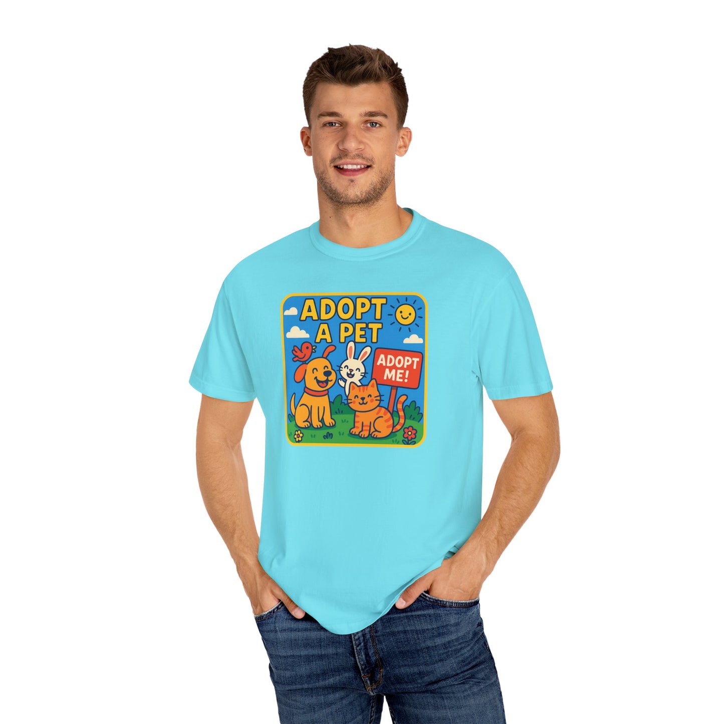Adopt a Pet T-Shirt - Unisex Garment-Dyed Tee for Animal Lovers
