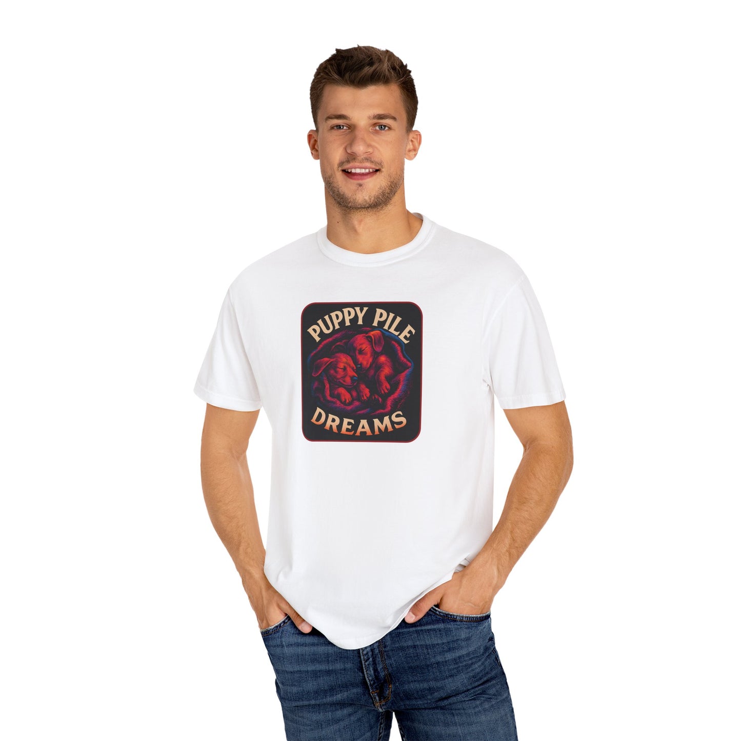 Puppy Pile Dreams T-Shirt, Unisex Tee, Dog Lover Gift, Casual Wear, Comfortable Cotton Shirt, Fun Animal Graphic Tee