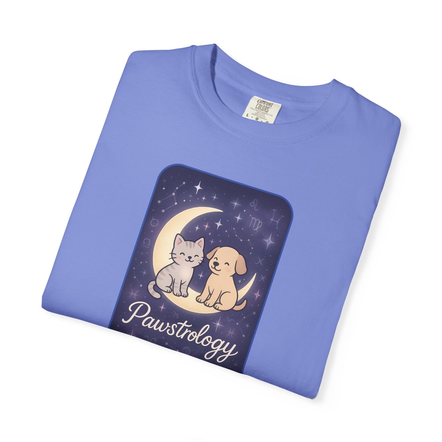 Pawstrology Graphic T-shirt, Cute Pet Astrology Tee, Unisex Animal Lover Shirt, Gifts for Cat Dog Owners, Celestial Pet Apparel
