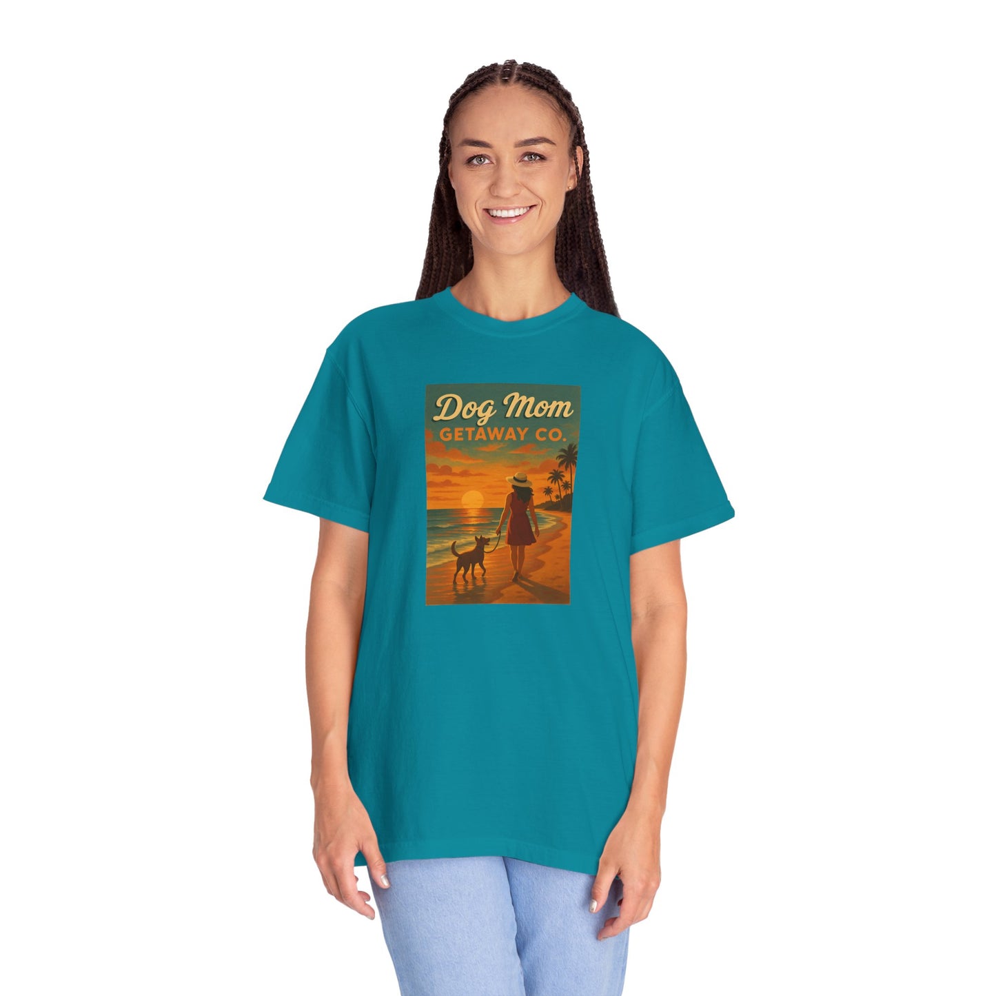 Dog Mom Sunset Tee, Unisex T-Shirt, Dog Lover Gift, Summer Vacation Shirt, Pet Parent Apparel, Casual Everyday Wear
