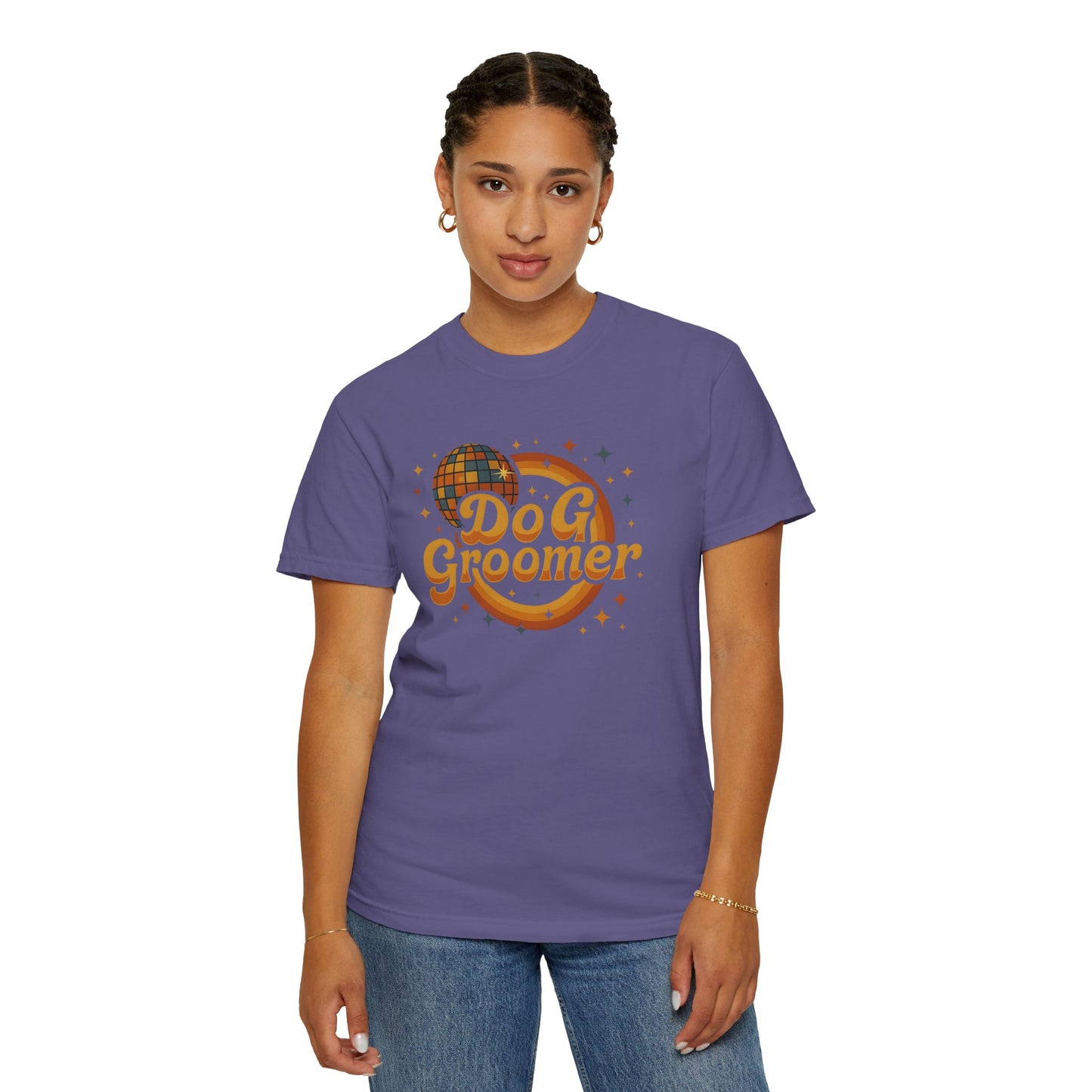 Disco Dog Groomer Unisex Garment-Dyed T-Shirt - Fun Pet Grooming Tee for Dog Lovers