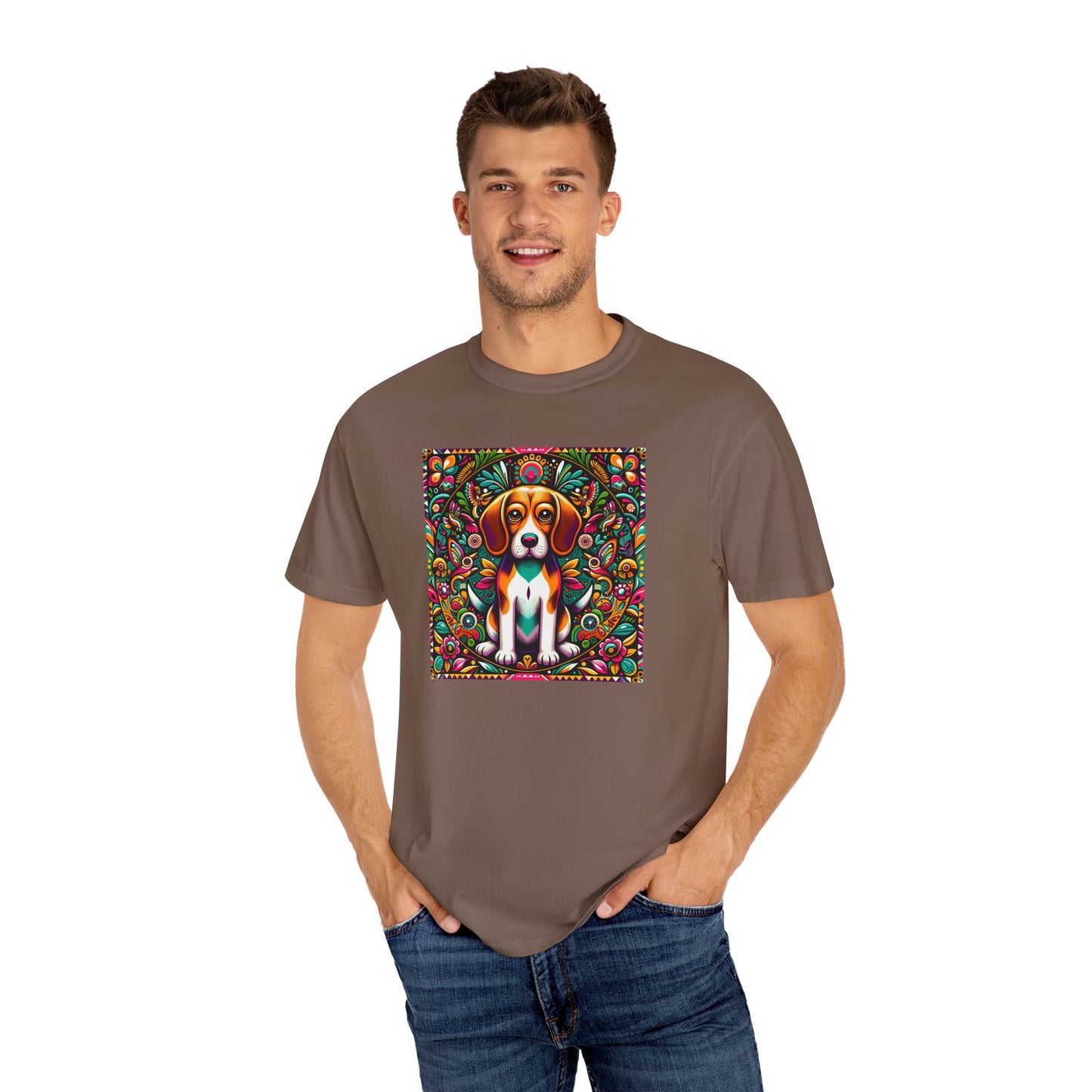 Vibrant Dog Art Unisex Garment-Dyed T-Shirt | Colorful Canine Design