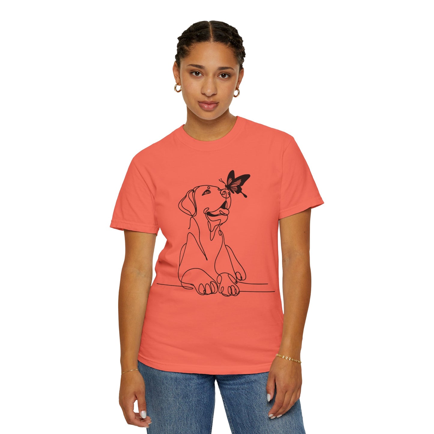 Adorable Dog and Butterfly T-Shirt, Cute Pet Tee, Dog Lover Gift, Casual Wear, Animal Lover Apparel, Birthday Gift for Dog Owners