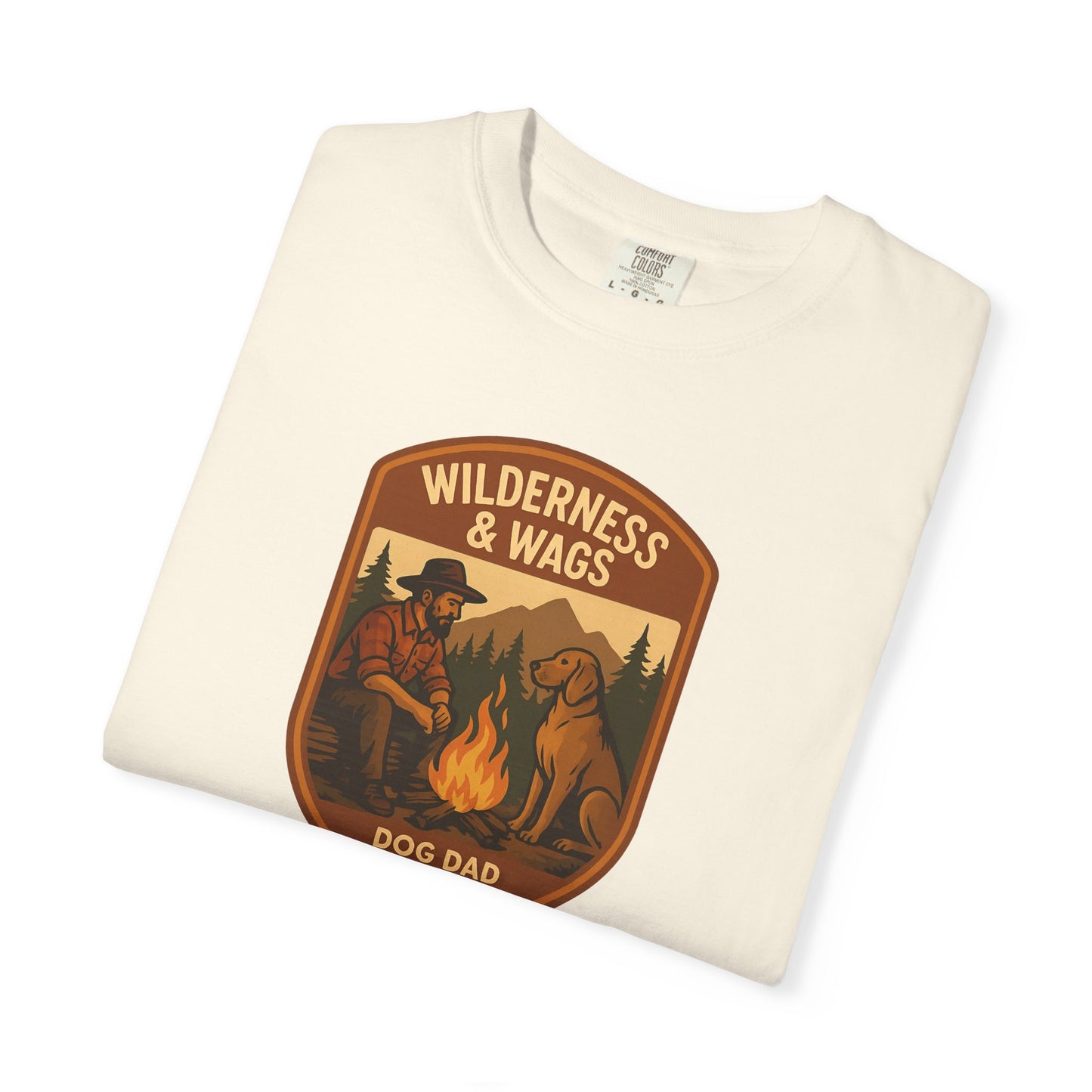 Wilderness & Wags Dog Dad Unisex T-Shirt, Dog Lover Gift, Camping Tee, Father’s Day Apparel, Nature-Inspired Shirt