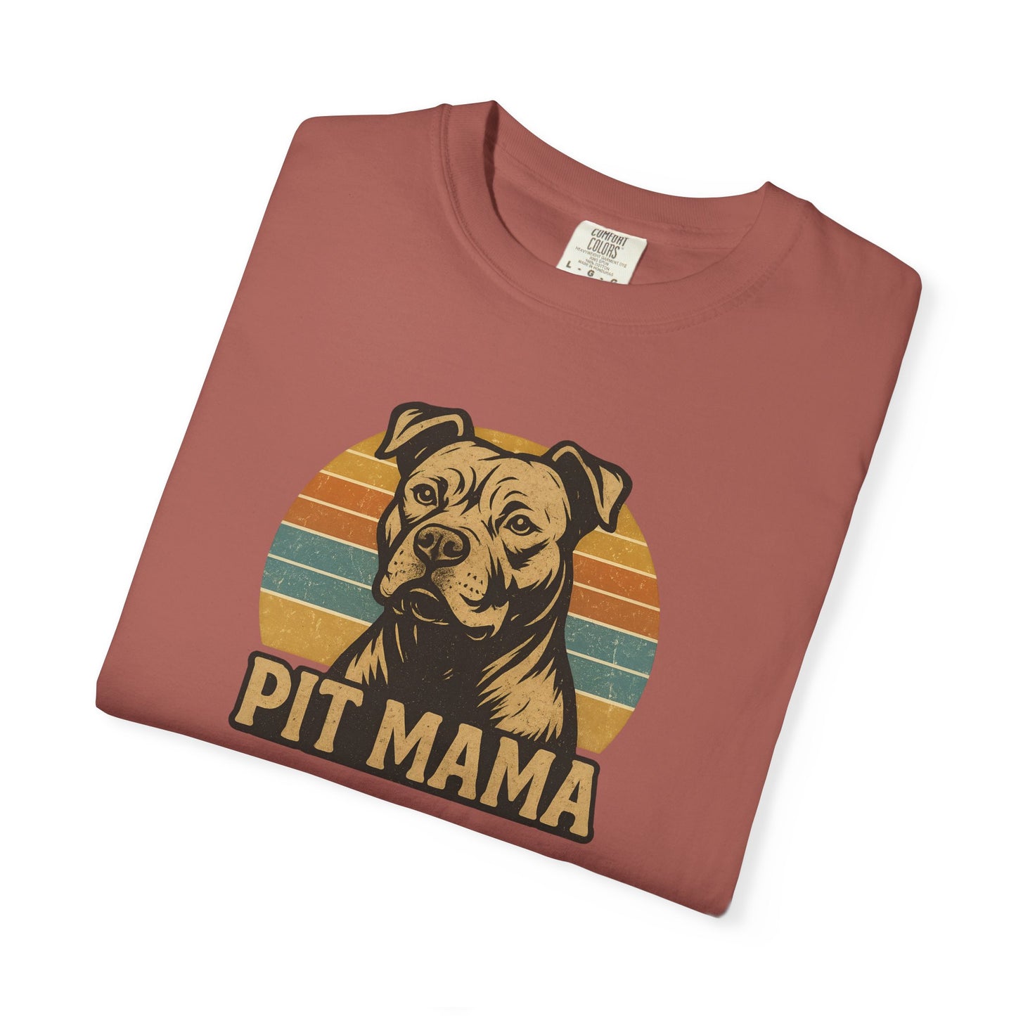 Retro Pit Mama T-Shirt | Garment-Dyed Tee for Dog Lovers | Perfect for Casual Wear, Gifts, Birthdays, Pet Celebrations, Dog Adoption Events