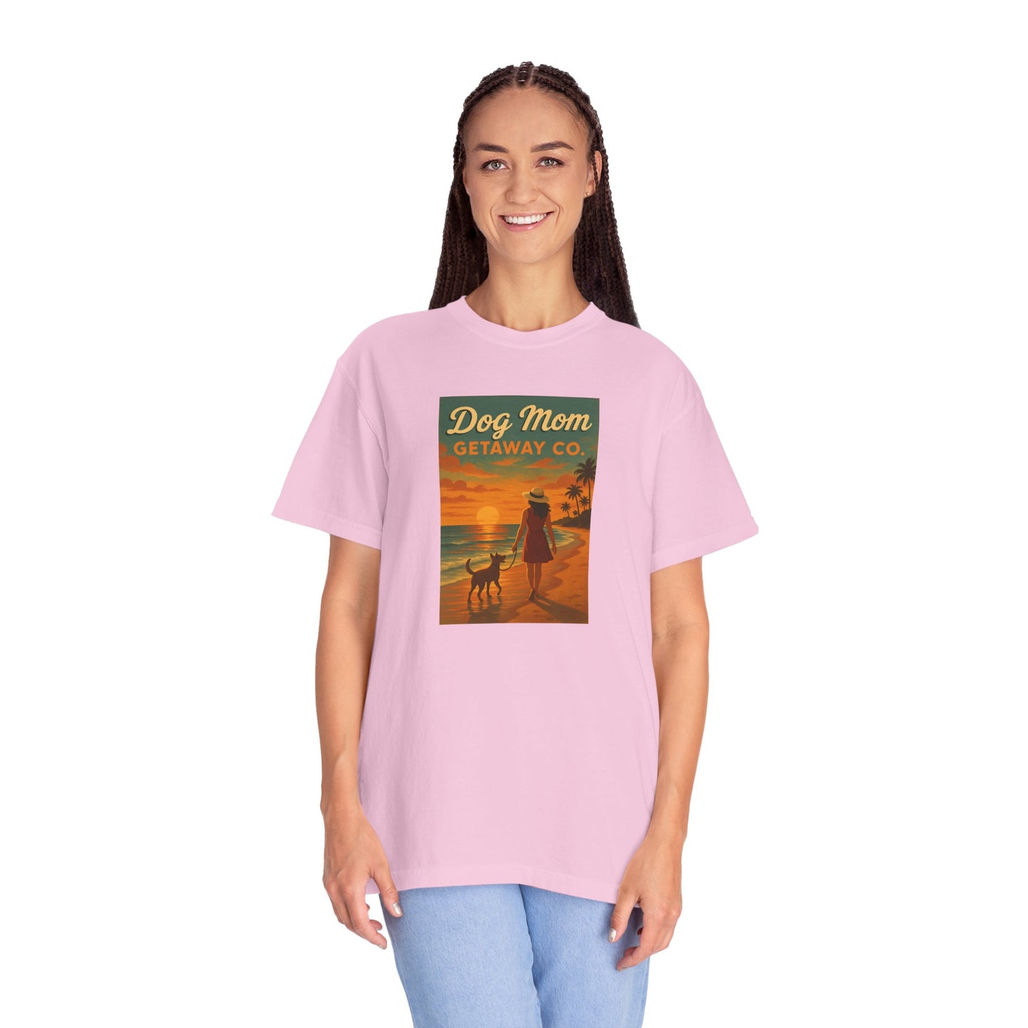 Dog Mom Sunset Tee, Unisex T-Shirt, Dog Lover Gift, Summer Vacation Shirt, Pet Parent Apparel, Casual Everyday Wear