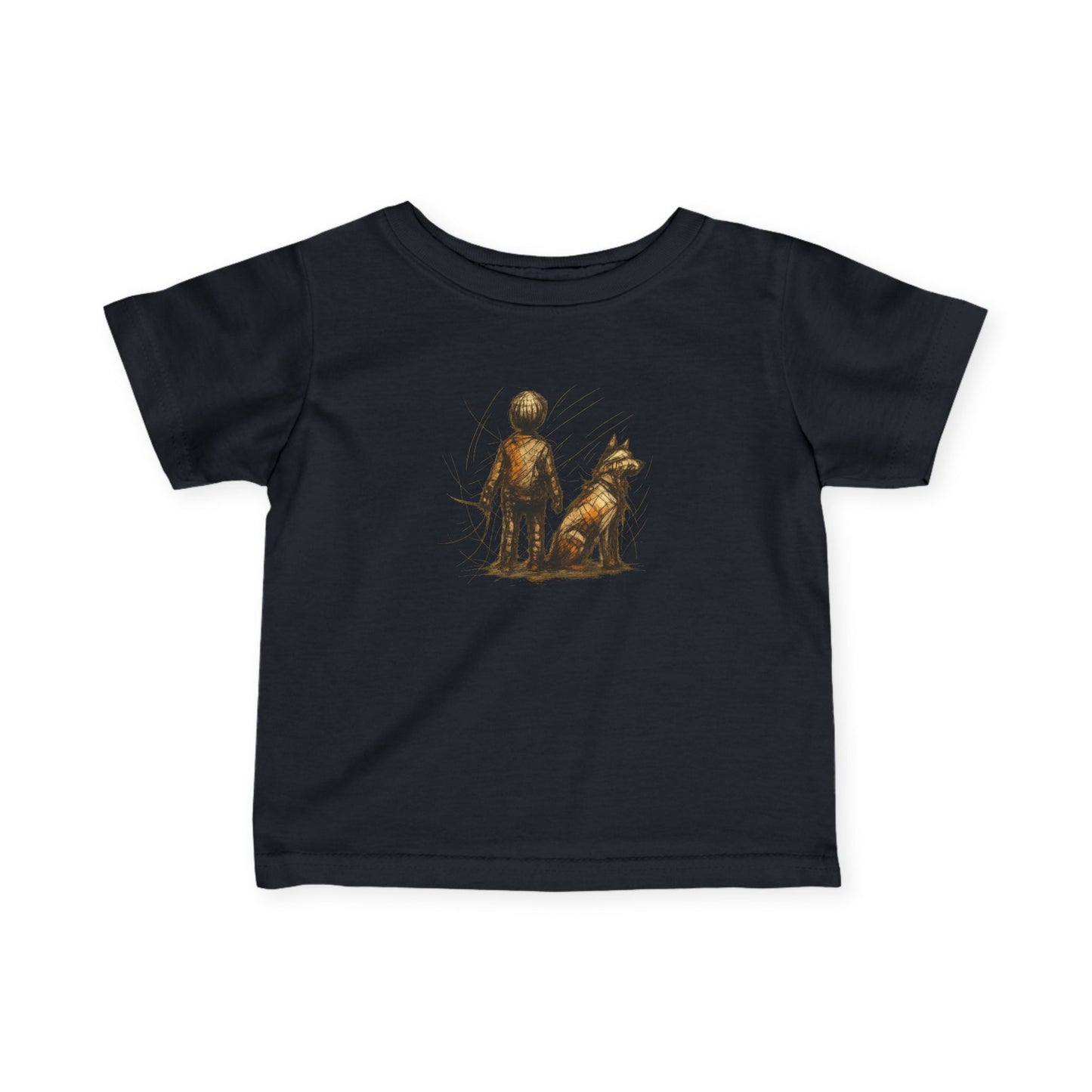 Infant Tee - Boy and his dog Artistic Sketch Drawing