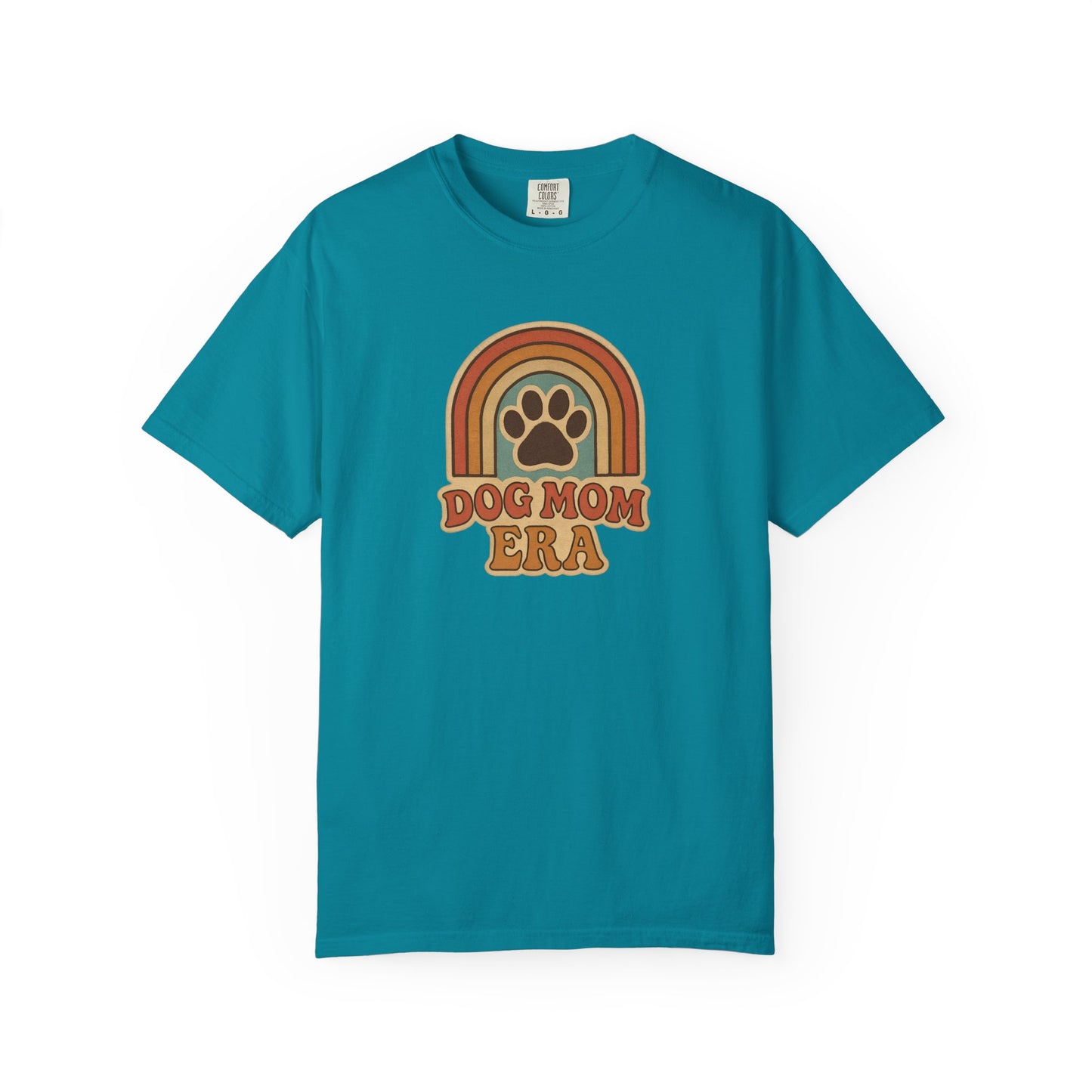 Dog Mom Era T-Shirt, Unisex Garment-Dyed Tee, Pet Lover Apparel, Gift for Dog Moms, Casual Everyday Wear, Rainbow Design