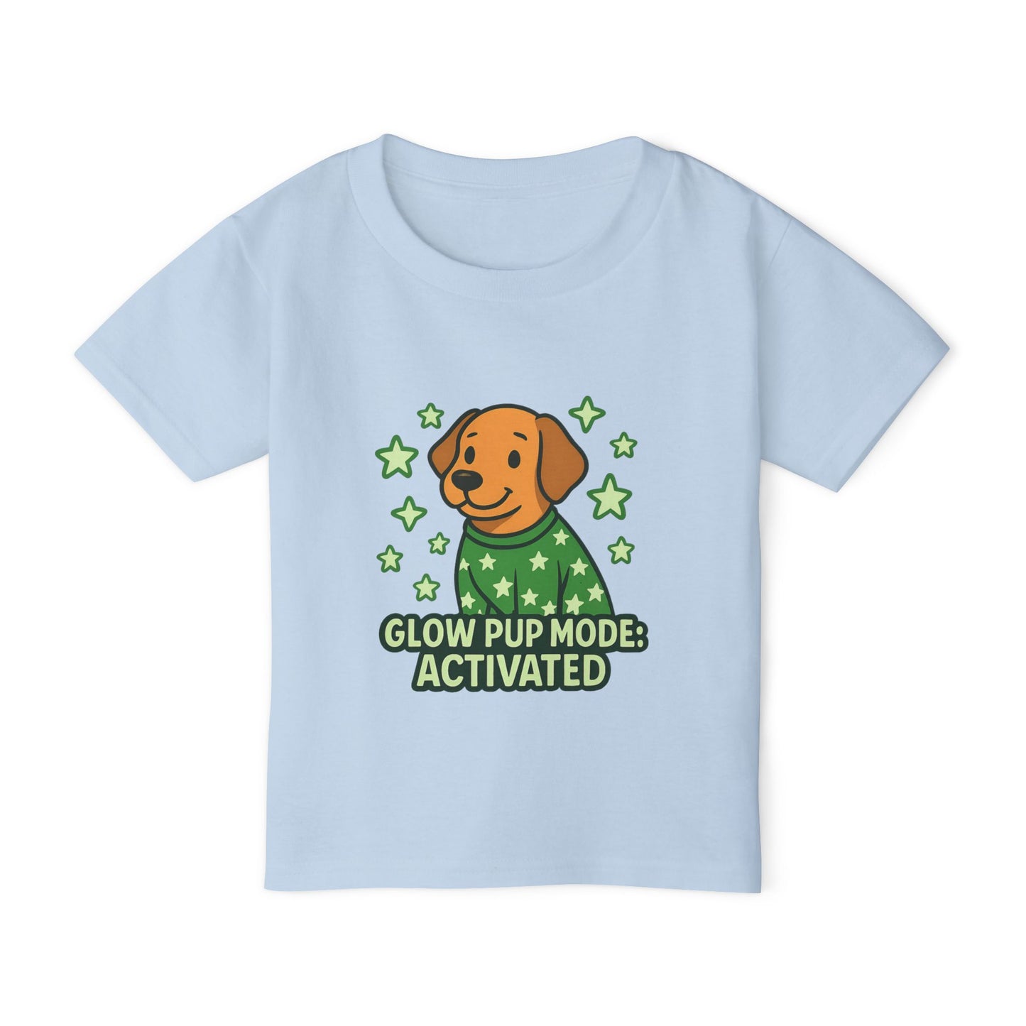 Glow Pup Mode Toddler T-Shirt, Cute Dog Shirt, Kids Graphic Tee, Pet Lover Gift, Playful Toddler Clothing