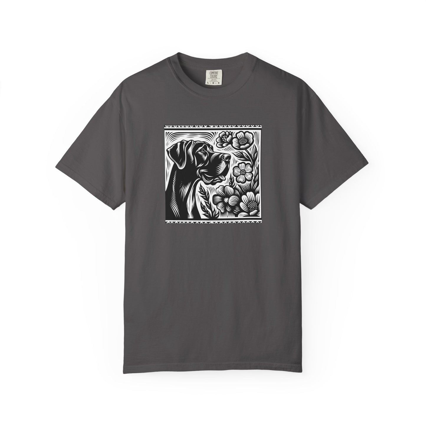 Great Dane Dog Lover's Floral Print T-Shirt | Unisex Garment-Dyed Tee