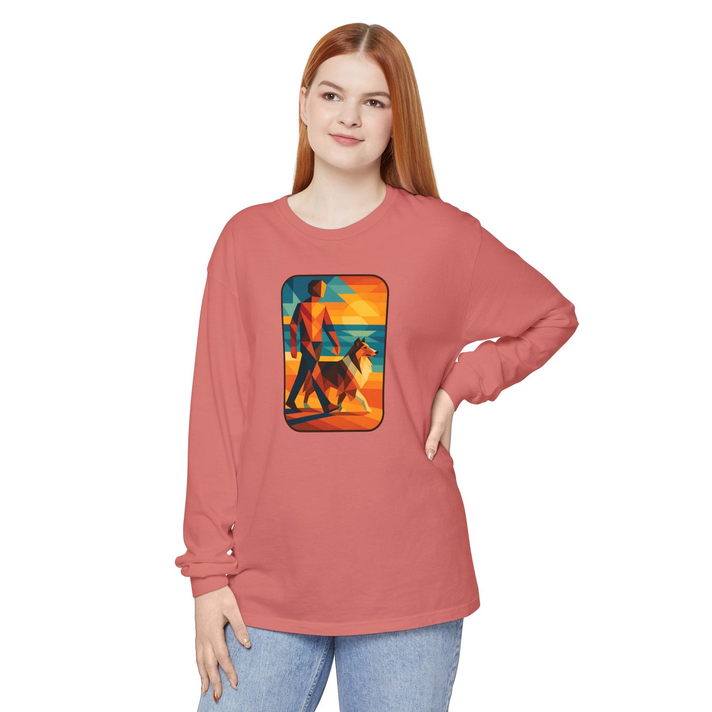 Vibrant Dog Walking Design, Unisex Shirt, Gift for Pet Lovers, Beach Vibe T-Shirt, Cozy Everyday Wear