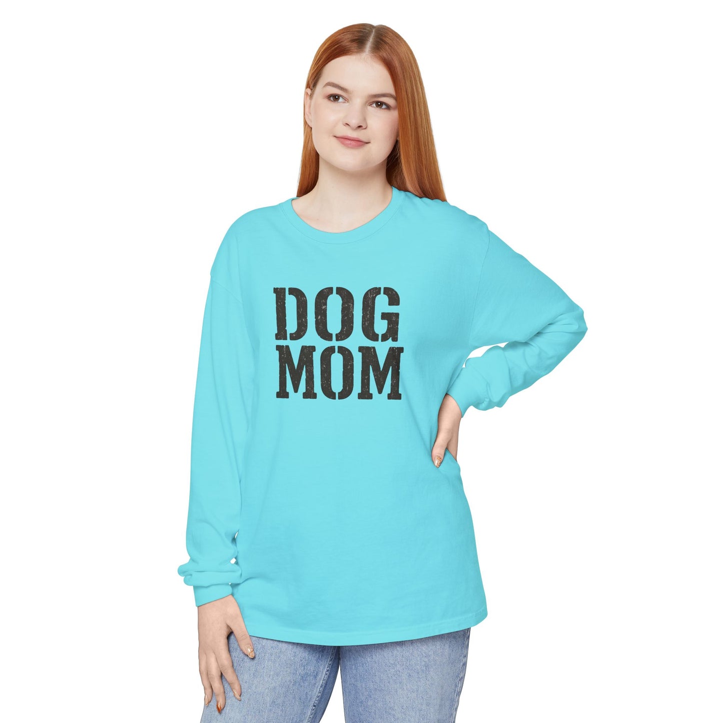 Dog Mom Long Sleeve T-Shirt | Gift for Dog Lovers, Casual Wear, Pet Owner Apparel, Perfect for Birthdays, Mother’s Day