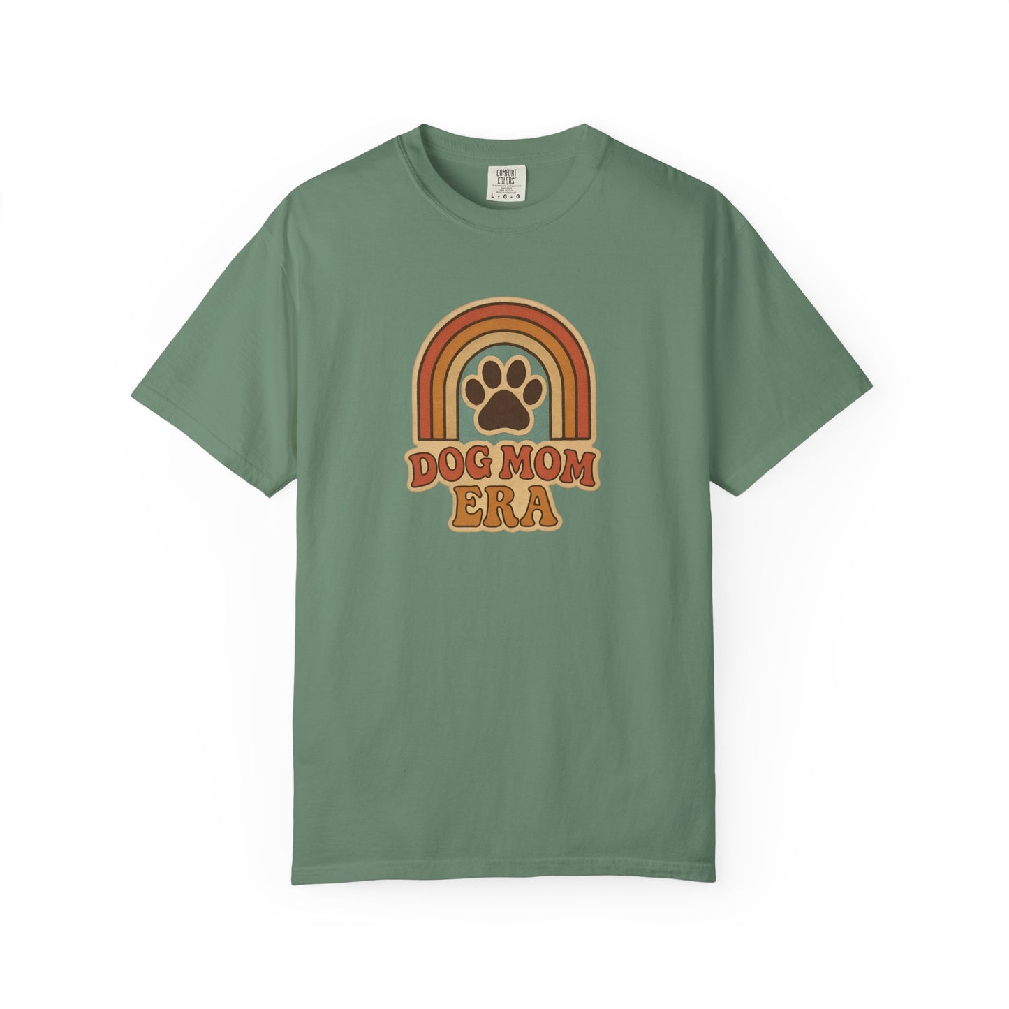 Dog Mom Era T-Shirt, Unisex Garment-Dyed Tee, Pet Lover Apparel, Gift for Dog Moms, Casual Everyday Wear, Rainbow Design
