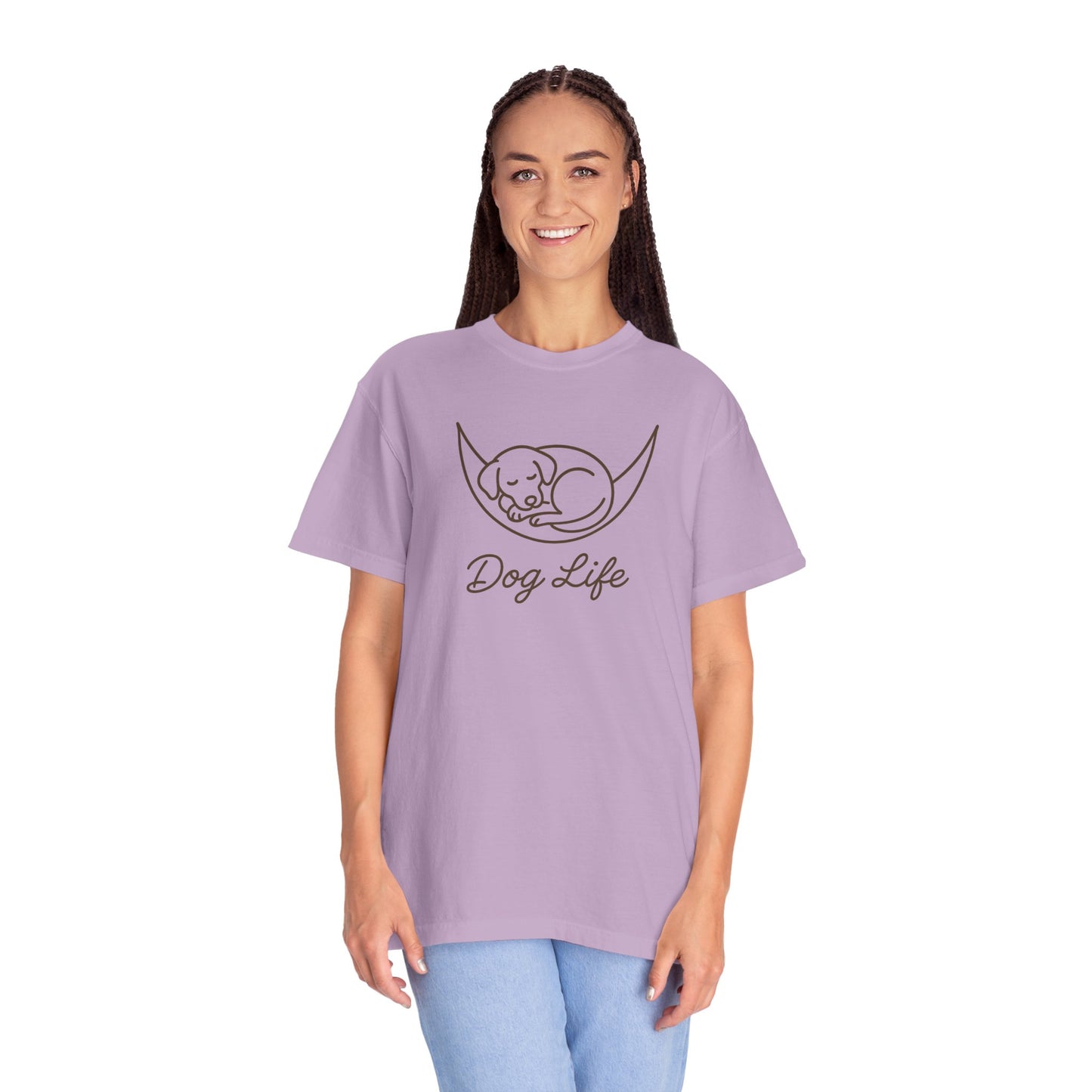 Dog Life Unisex Garment-Dyed T-Shirt, Pet Lover Tee, Dog Owner Gift, Casual Dog T-Shirt, Animal Lover Apparel, Comfortable Everyday Wear