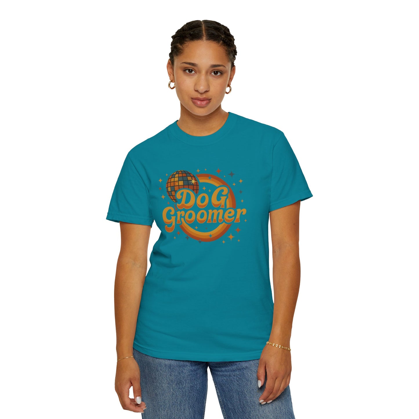 Disco Dog Groomer Unisex Garment-Dyed T-Shirt - Fun Pet Grooming Tee for Dog Lovers