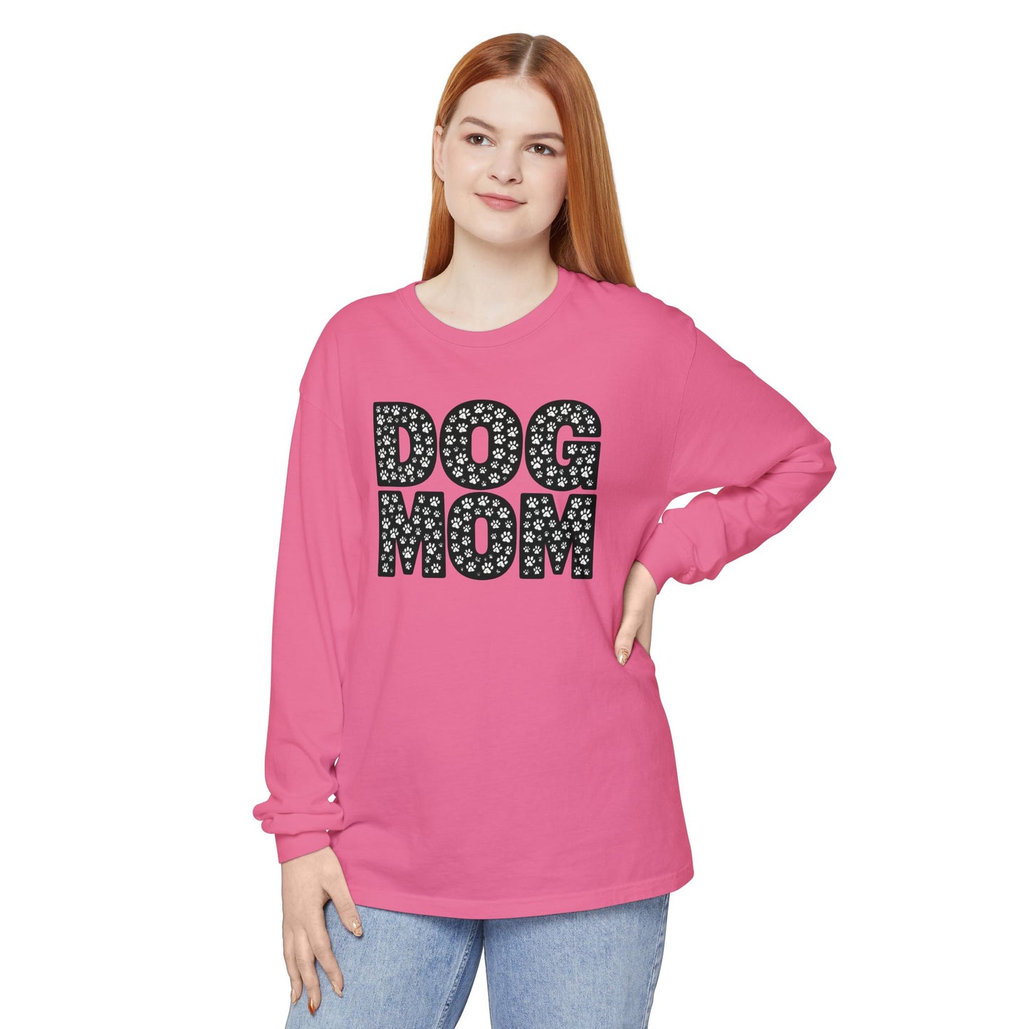 Dog Mom Long Sleeve T-Shirt, Gift for Dog Lovers, Casual Wear, Pet Owner Apparel, Mother's Day Gift, Dog Themed Fashion