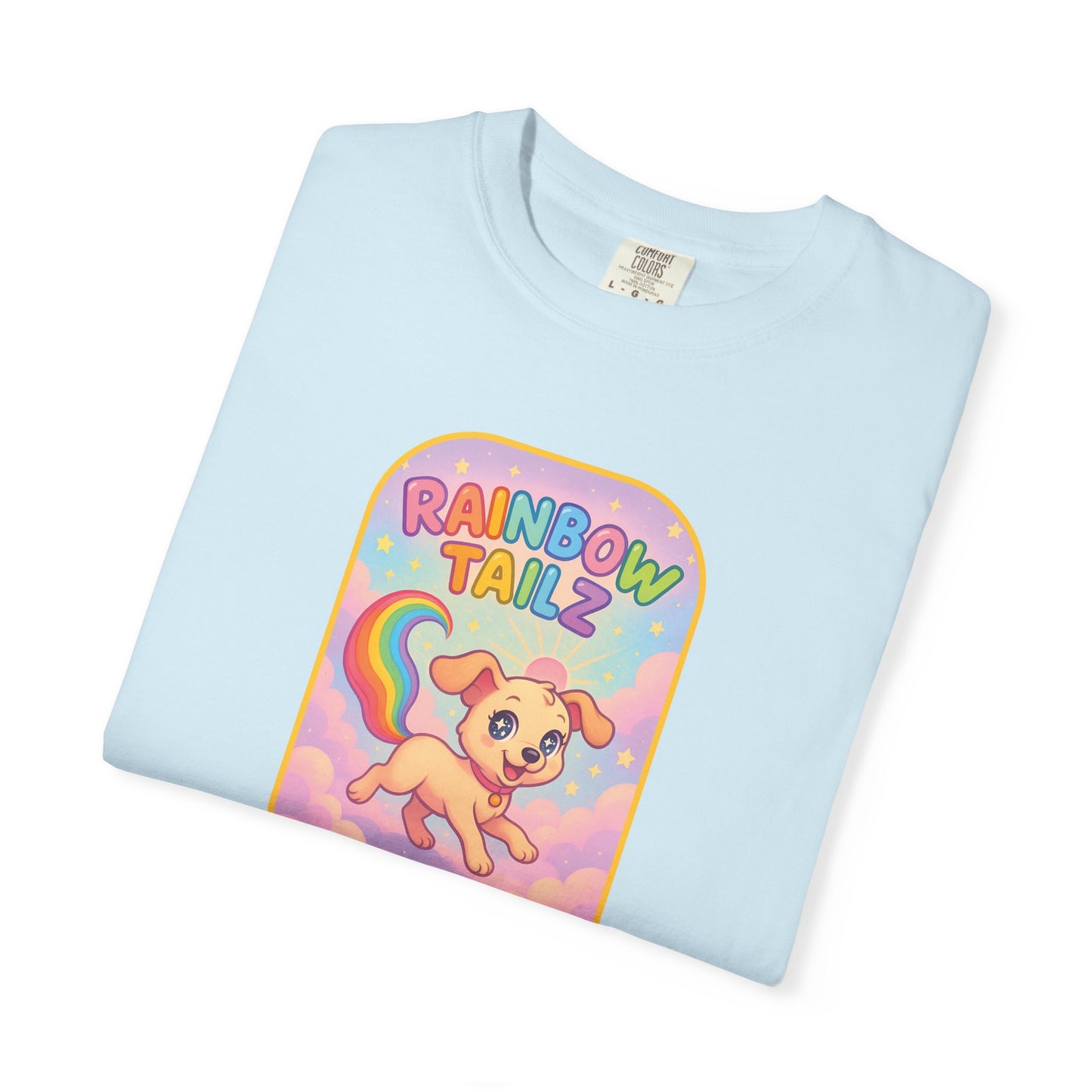 Cute Pet T-Shirt, Rainbow Tail Tee, Graphic Tee for Dog Lovers, Birthday Gift, Cozy Casual Wear, Mother's Day Gift