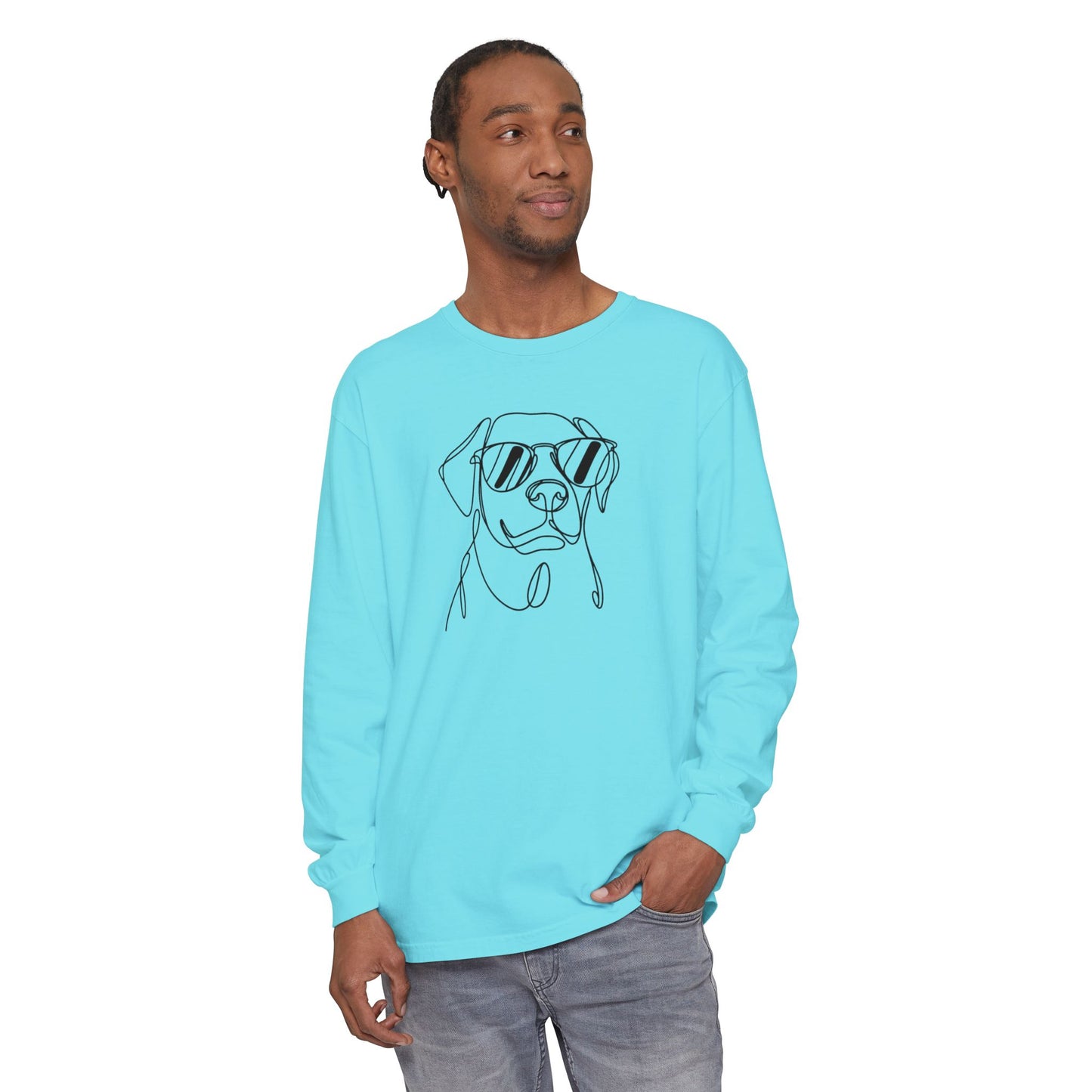 Cool Dog Long Sleeve T-Shirt | Unisex Garment-Dyed Tee