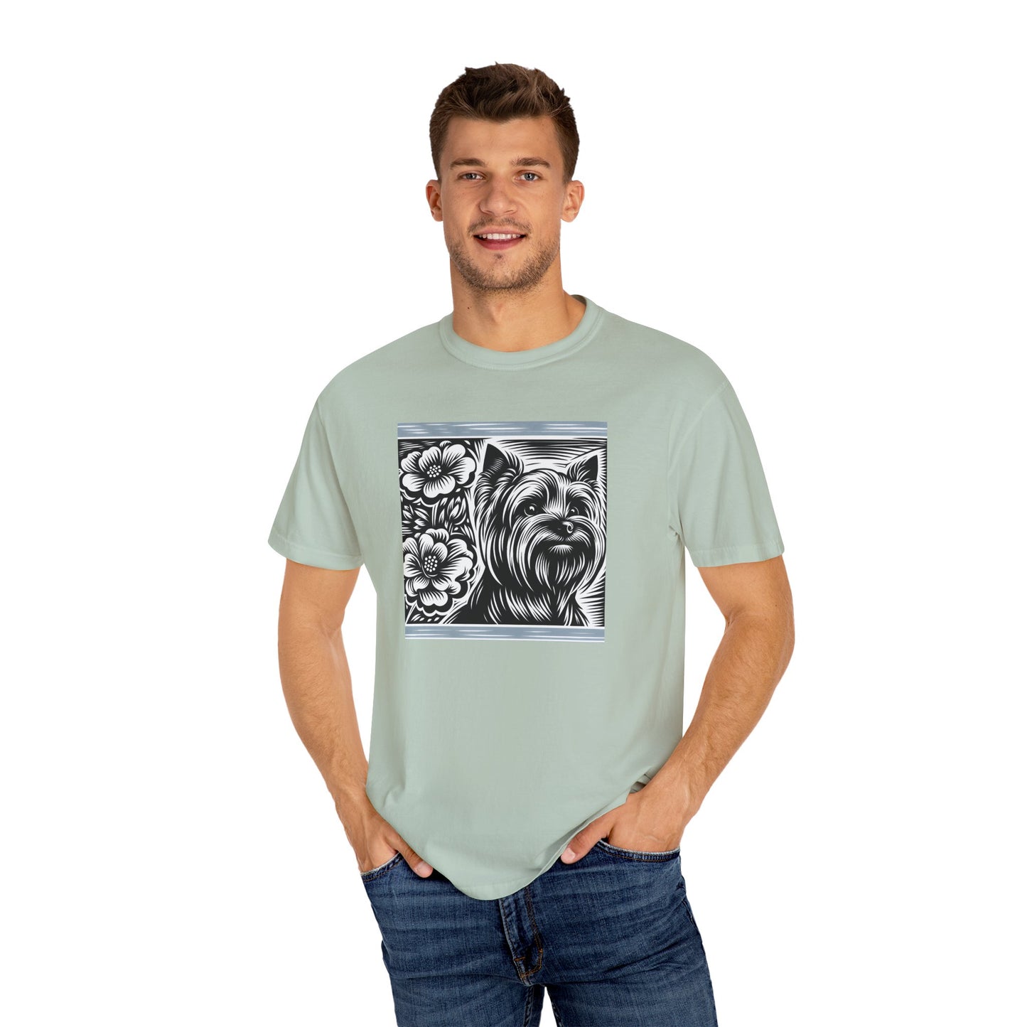 Cute Yorkie Floral T-Shirt for Dog Lovers