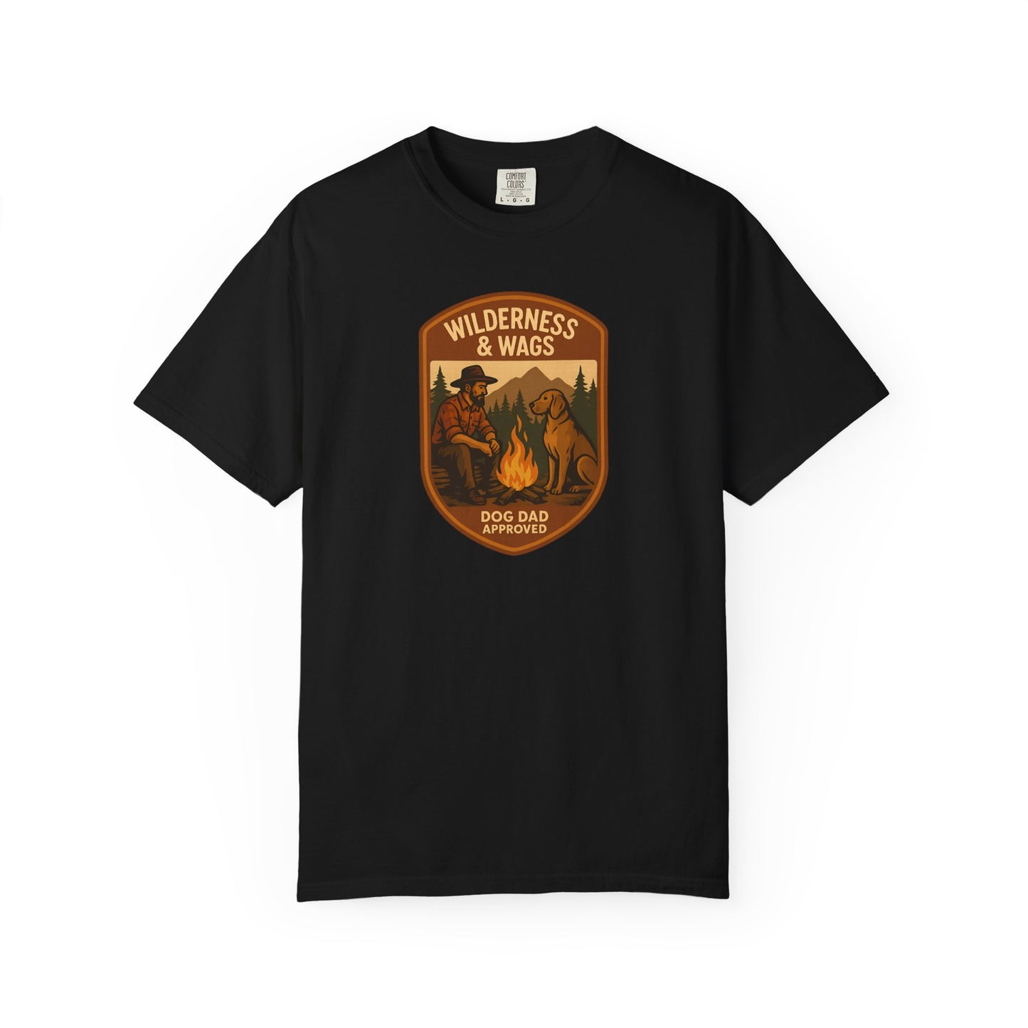 Wilderness & Wags Dog Dad Unisex T-Shirt, Dog Lover Gift, Camping Tee, Father’s Day Apparel, Nature-Inspired Shirt