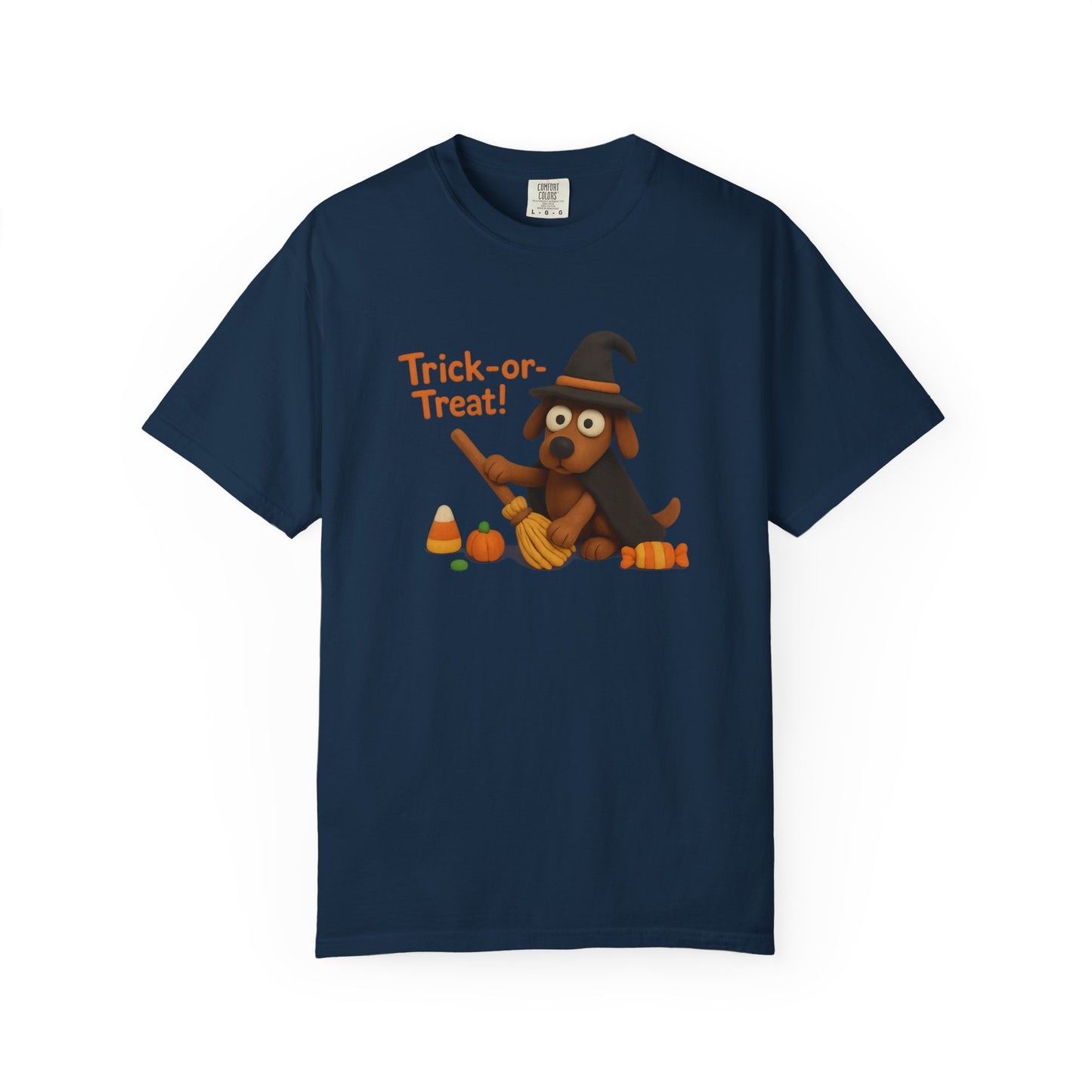 Cute Halloween Dog T-Shirt, Trick-or-Treat Shirt, Fall Apparel, Pet Lover Gift, Unisex Halloween Clothing, Animal Lover Tee