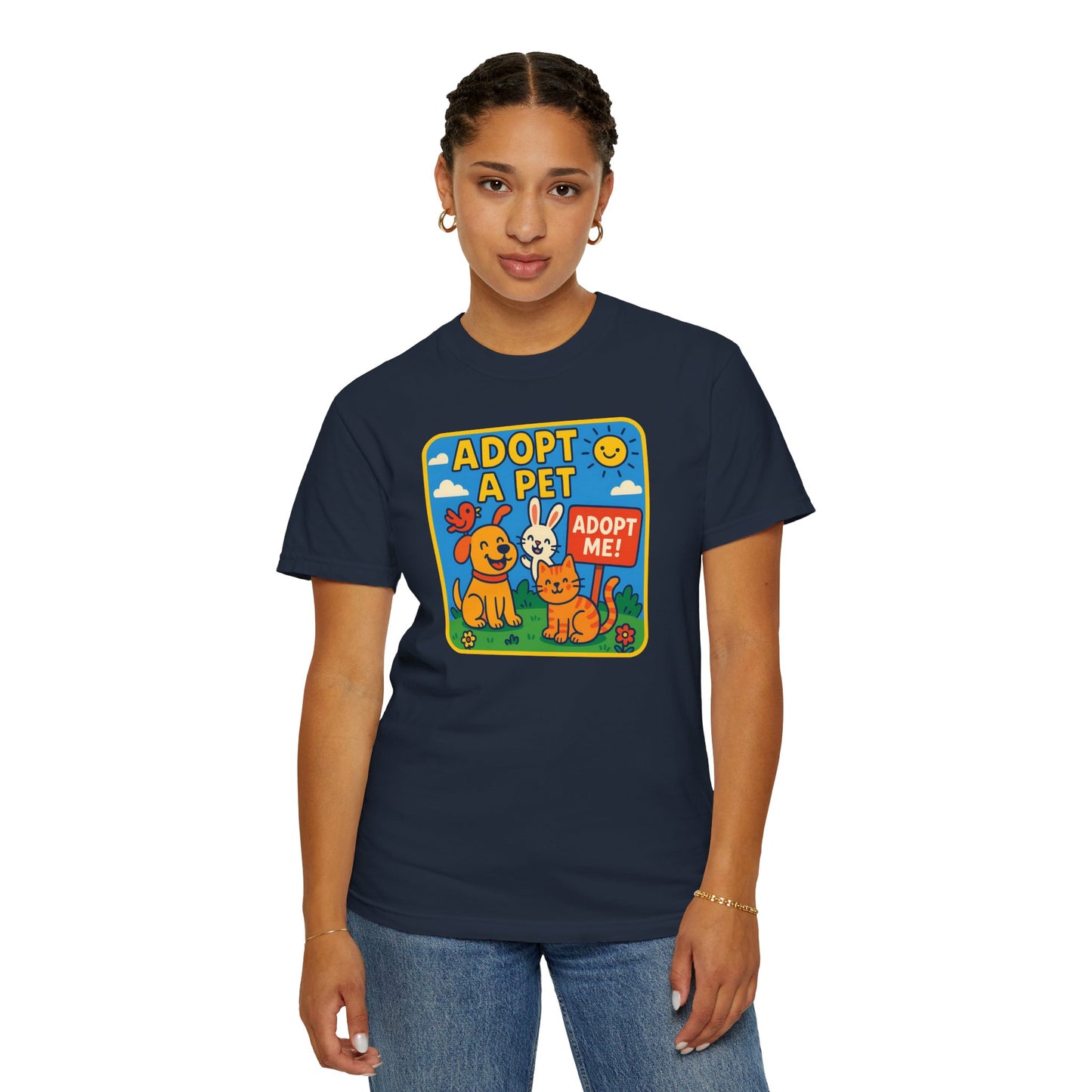 Adopt a Pet T-Shirt - Unisex Garment-Dyed Tee for Animal Lovers