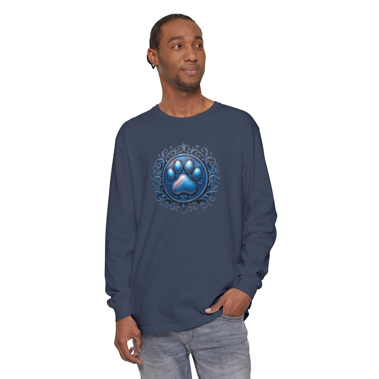 Paw Print Long Sleeve T-Shirt for Pet Lovers | Cozy Gift for Animal Enthusiasts, Casual Wear, Dog Mom Gift, Unique Pet Tee, Everyday Fashion