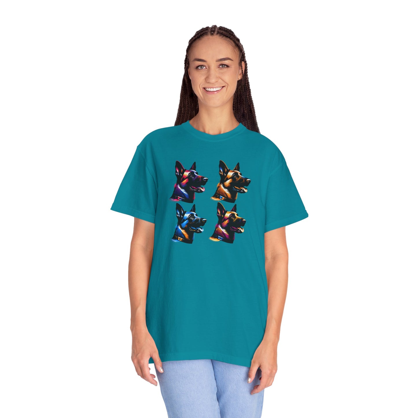 Colorful Belgium Malinois Portrait Unisex Garment-Dyed T-Shirt