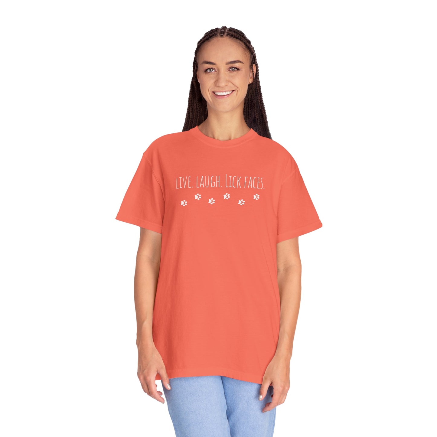 Whimsical Unisex T-shirt - Live, Laugh, Lick Faces - Funny Tee, Gift for Dog Lovers, Casual Wear, Birthday Shirt, Pet Parent Apparel