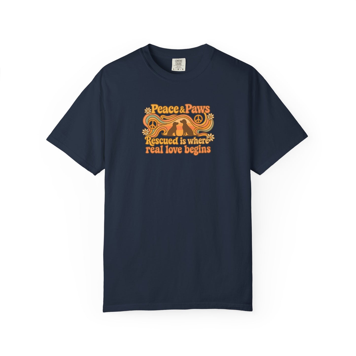 Peace & Paws T-Shirt, Perfect Gift for Couples, Vintage Style Tee, Unisex Casual Wear, Summer Fashion, Statement Shirt