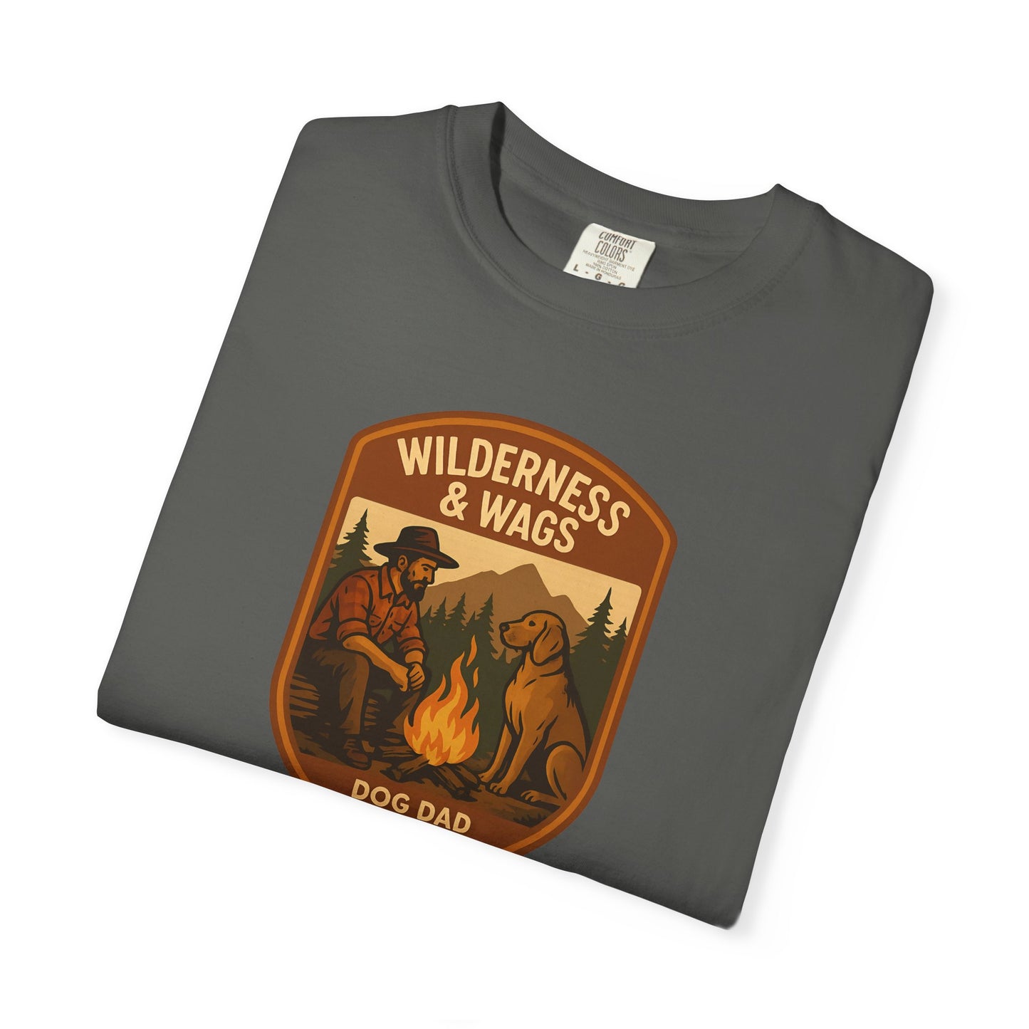Wilderness & Wags Dog Dad Unisex T-Shirt, Dog Lover Gift, Camping Tee, Father’s Day Apparel, Nature-Inspired Shirt