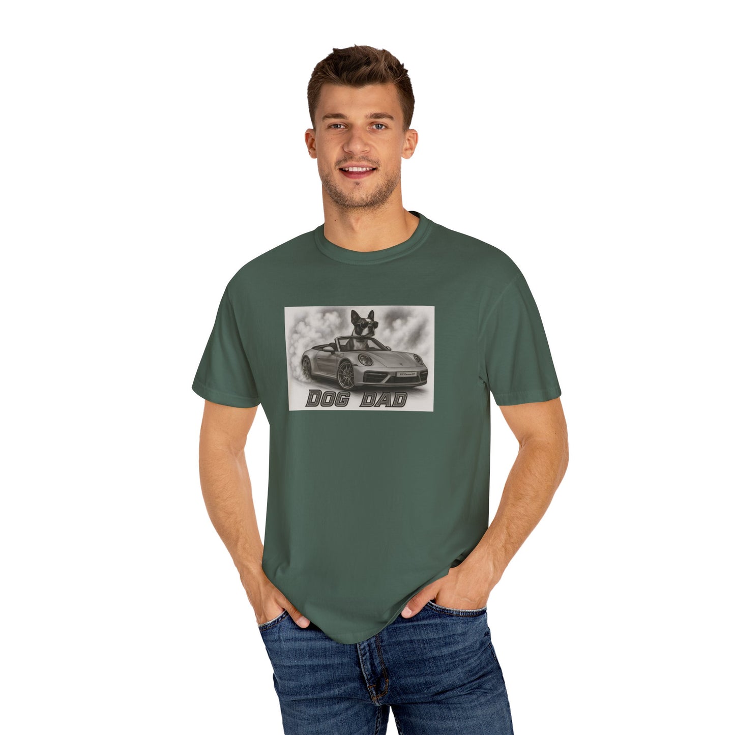 Dog Dad - Boston Terrier - Cool Dogs in Cool Cars T-Shirt Collection | Funny Dog Lover Apparel for Men