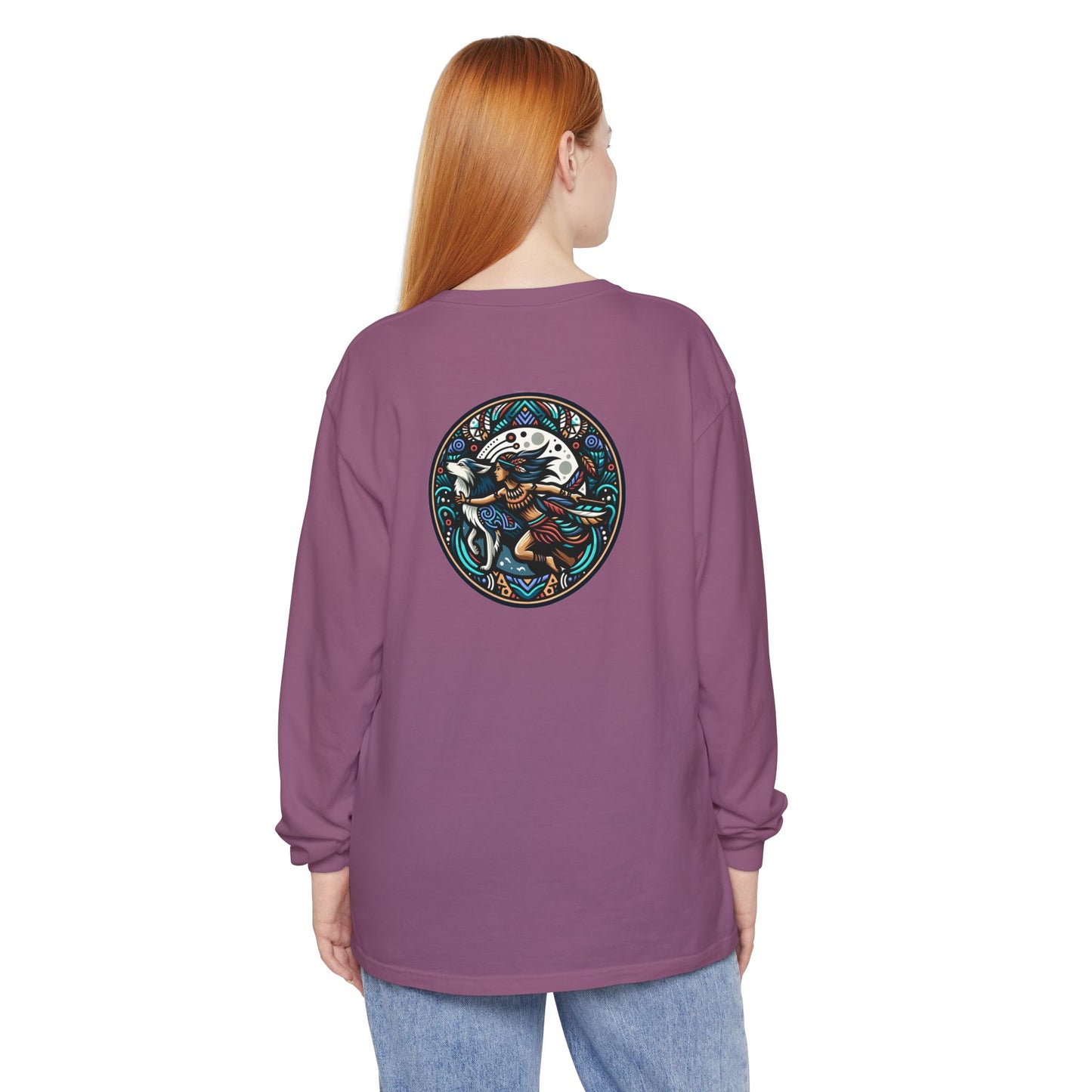 Mystical Indian Princess and a Wolf Long sleeve Tee