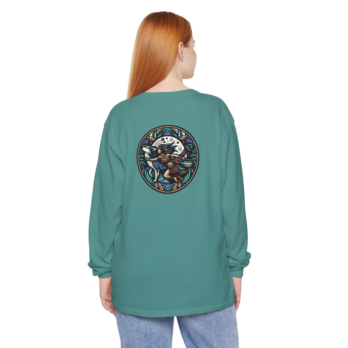 Mystical Indian Princess and a Wolf Long sleeve Tee
