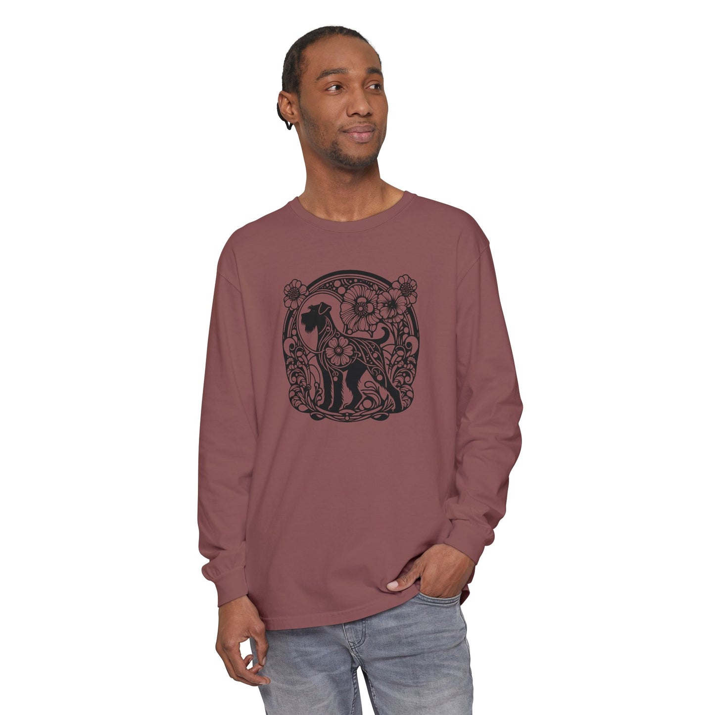 Floral Dog Long Sleeve T-Shirt - Unisex Tee for Animal Lovers
